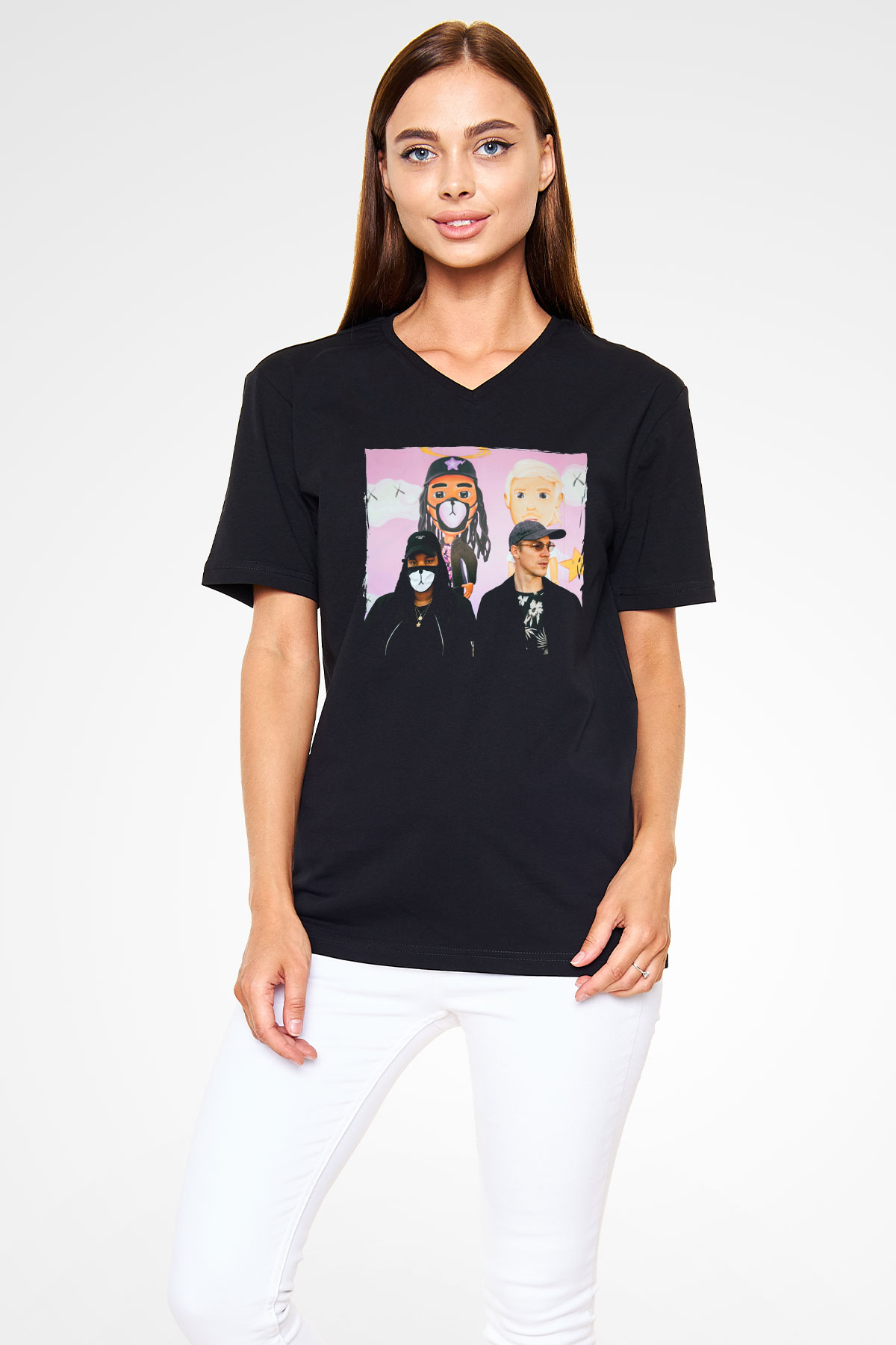 Diplo Siyah Unisex V Yaka Tişört