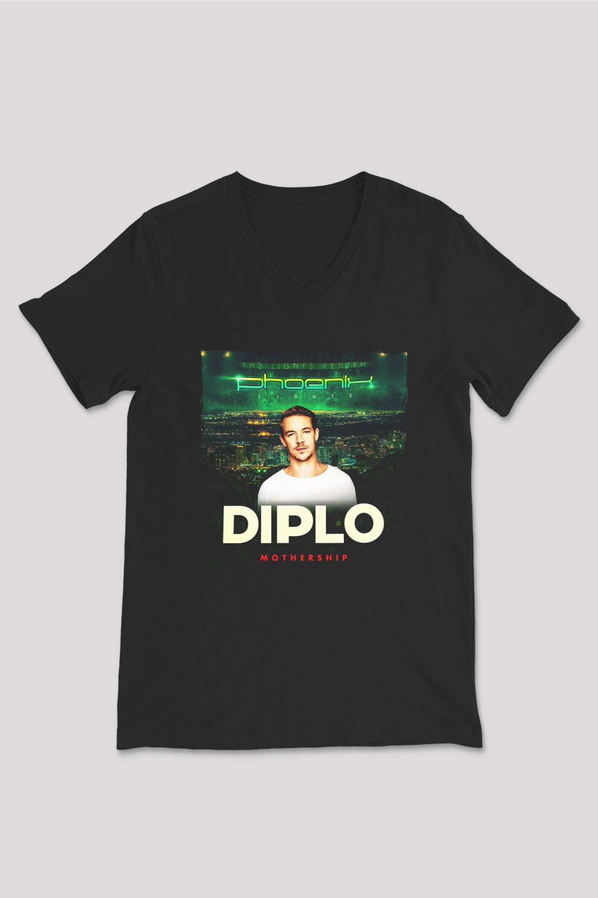 Diplo Siyah Unisex V Yaka Tişört