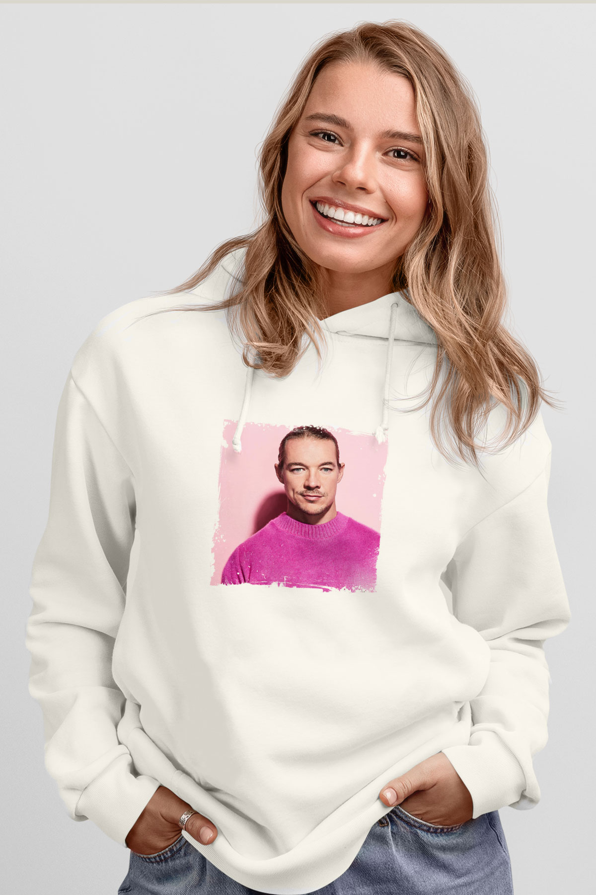 DiploBaskılı Beyaz Hoodie