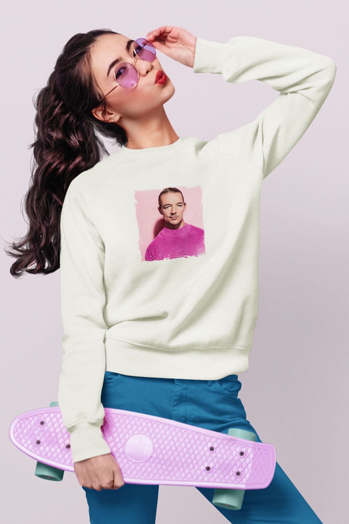 DiploBaskılı Beyaz Sweatshirt