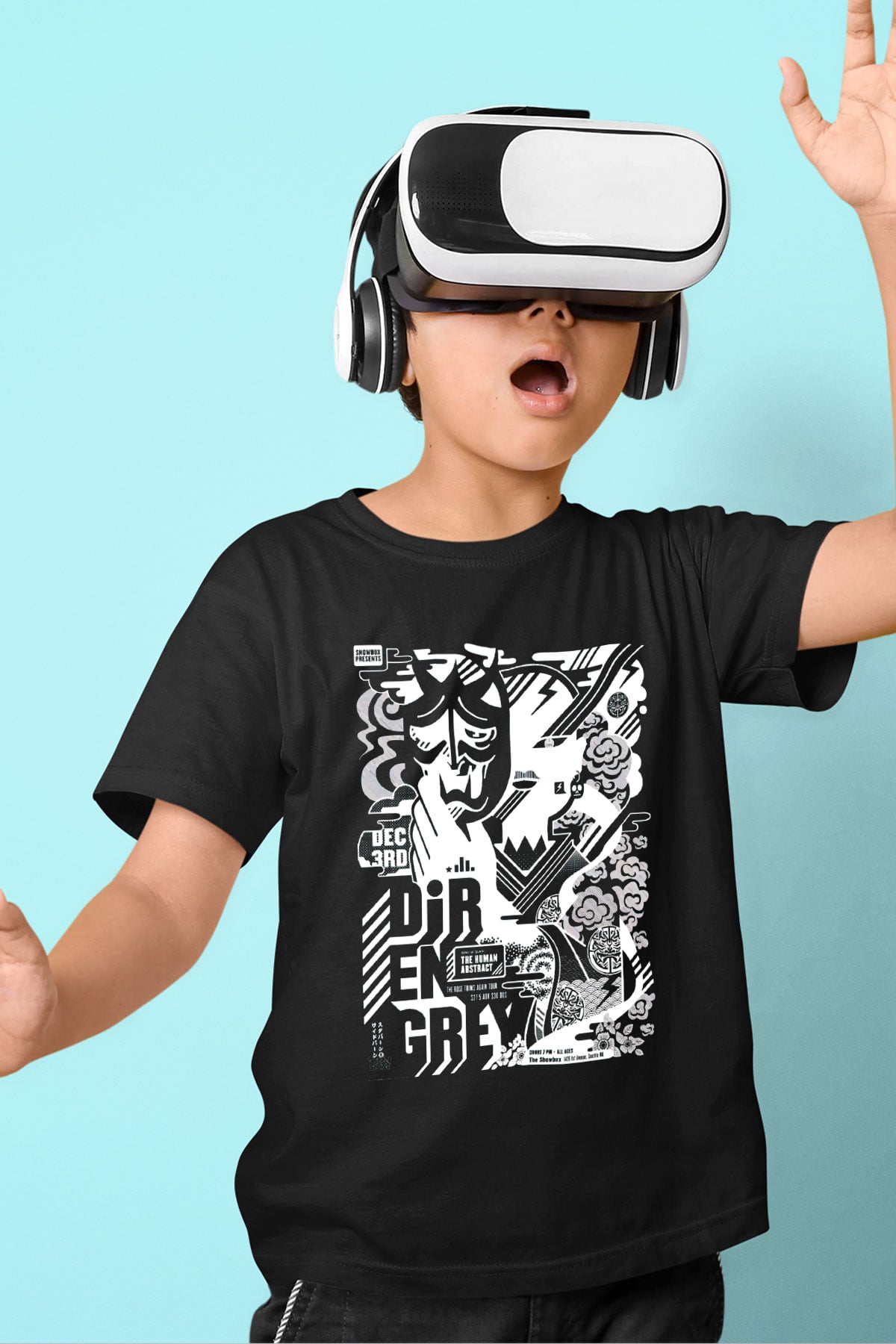 Dir En Grey Baskılı Siyah Unisex Çocuk Tişört