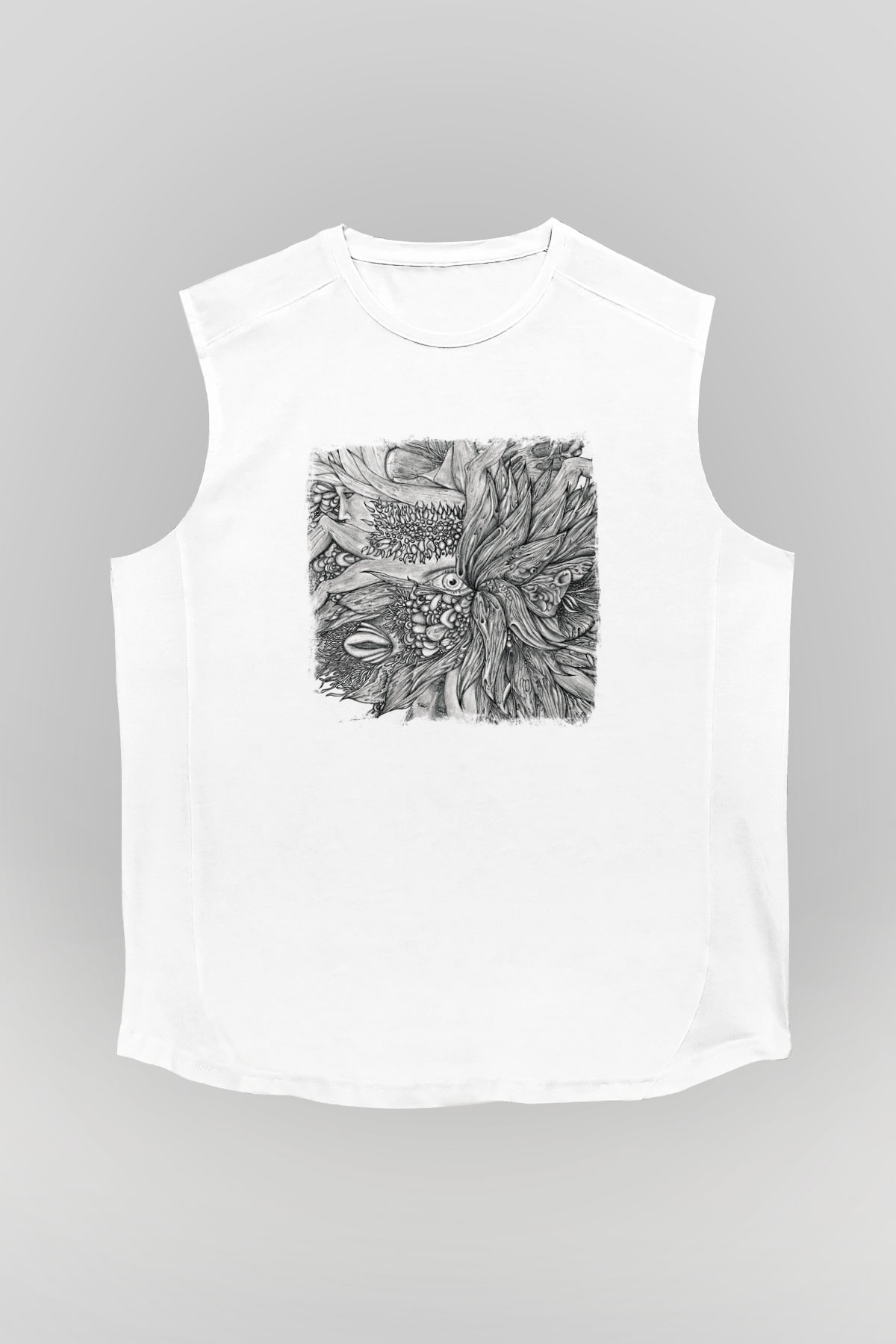 Dir En Grey Baskılı Unisex Beyaz Kolsuz Tişört