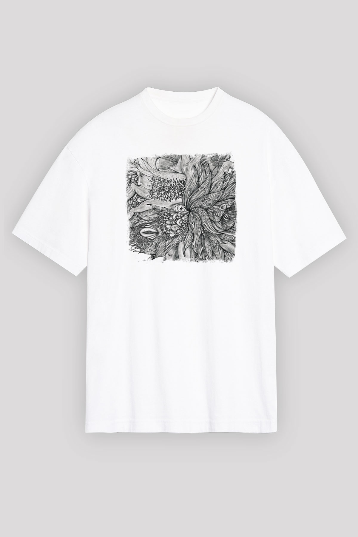Dir En Grey Baskılı Unisex Beyaz Oversize Tişört