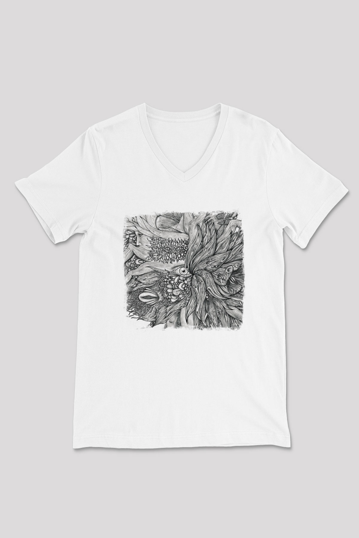 Dir En Grey Baskılı Unisex Beyaz V Yaka Tişört