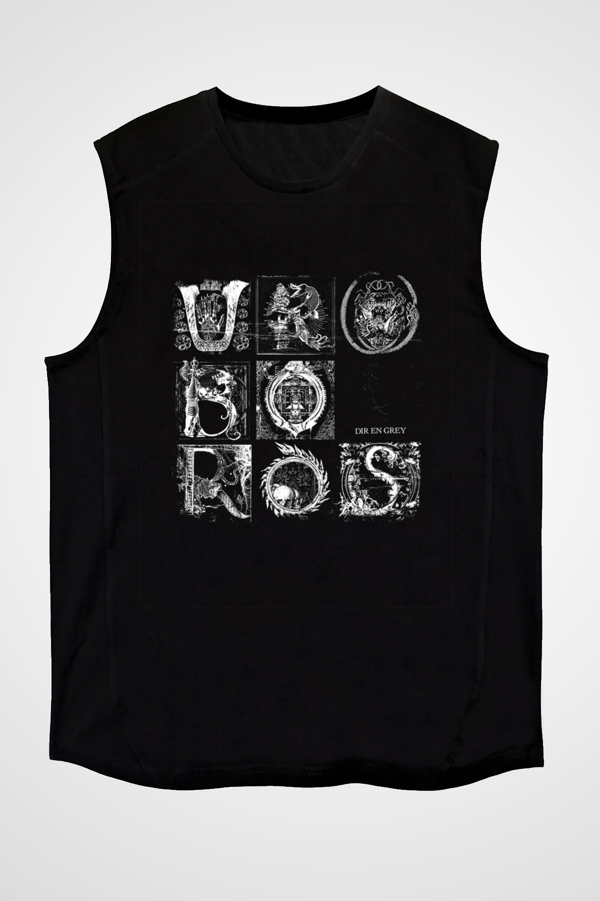 Dir En Grey Baskılı Unisex Siyah Kolsuz Tişört