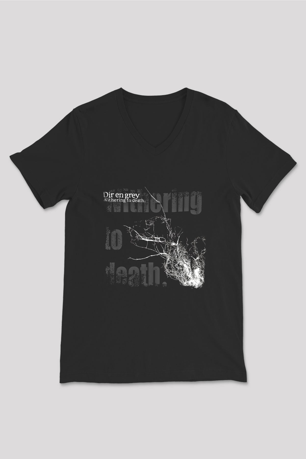 Dir En Grey Baskılı Unisex Siyah V Yaka Tişört