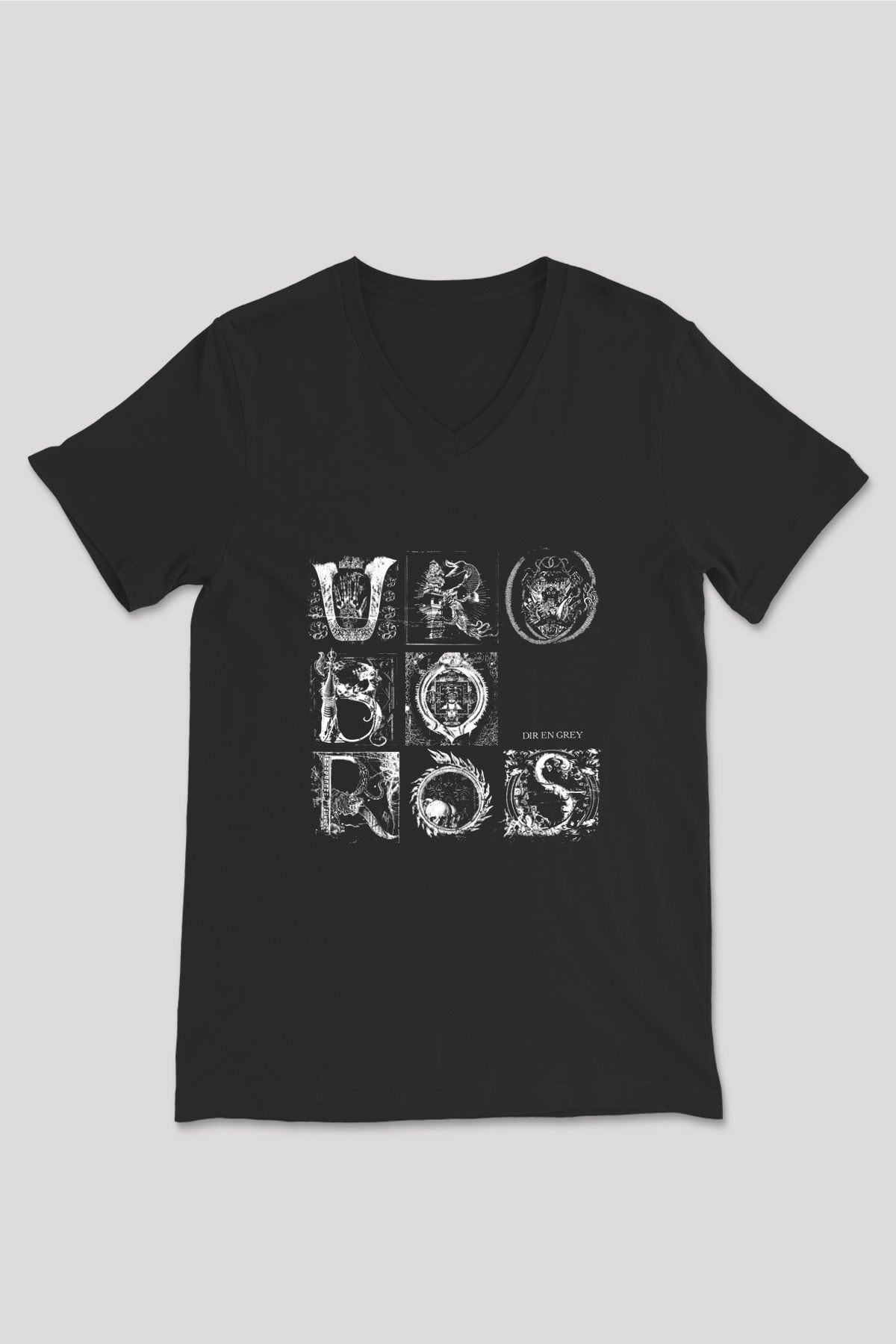 Dir En Grey Baskılı Unisex Siyah V Yaka Tişört
