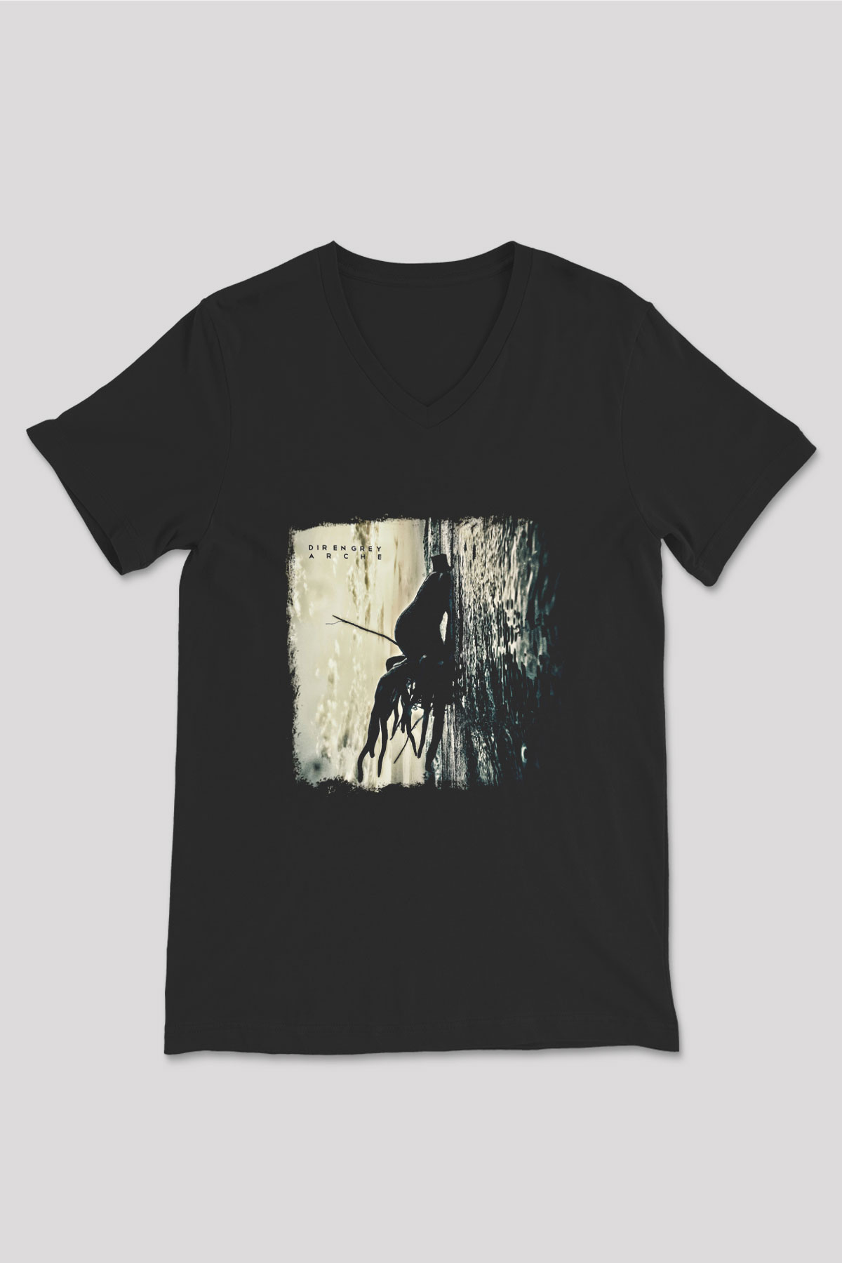 Dir En Grey Baskılı Unisex Siyah V Yaka Tişört