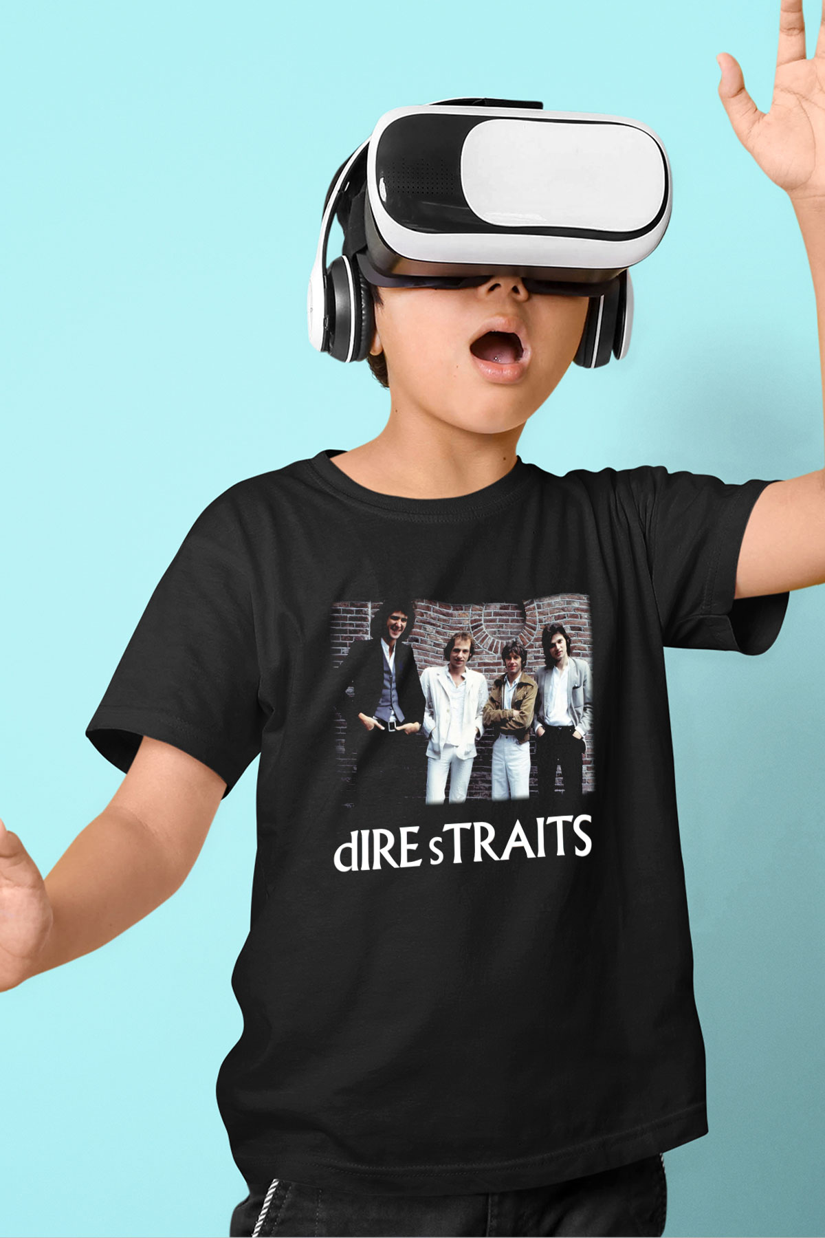 Dire Straits Baskılı Siyah Unisex Çocuk Tişört