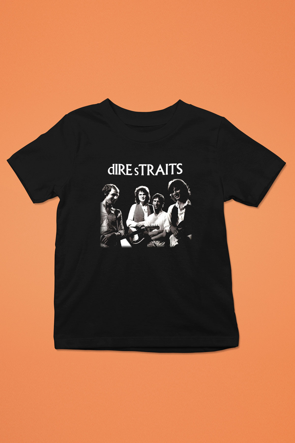 Dire Straits Baskılı Siyah Unisex Çocuk Tişört