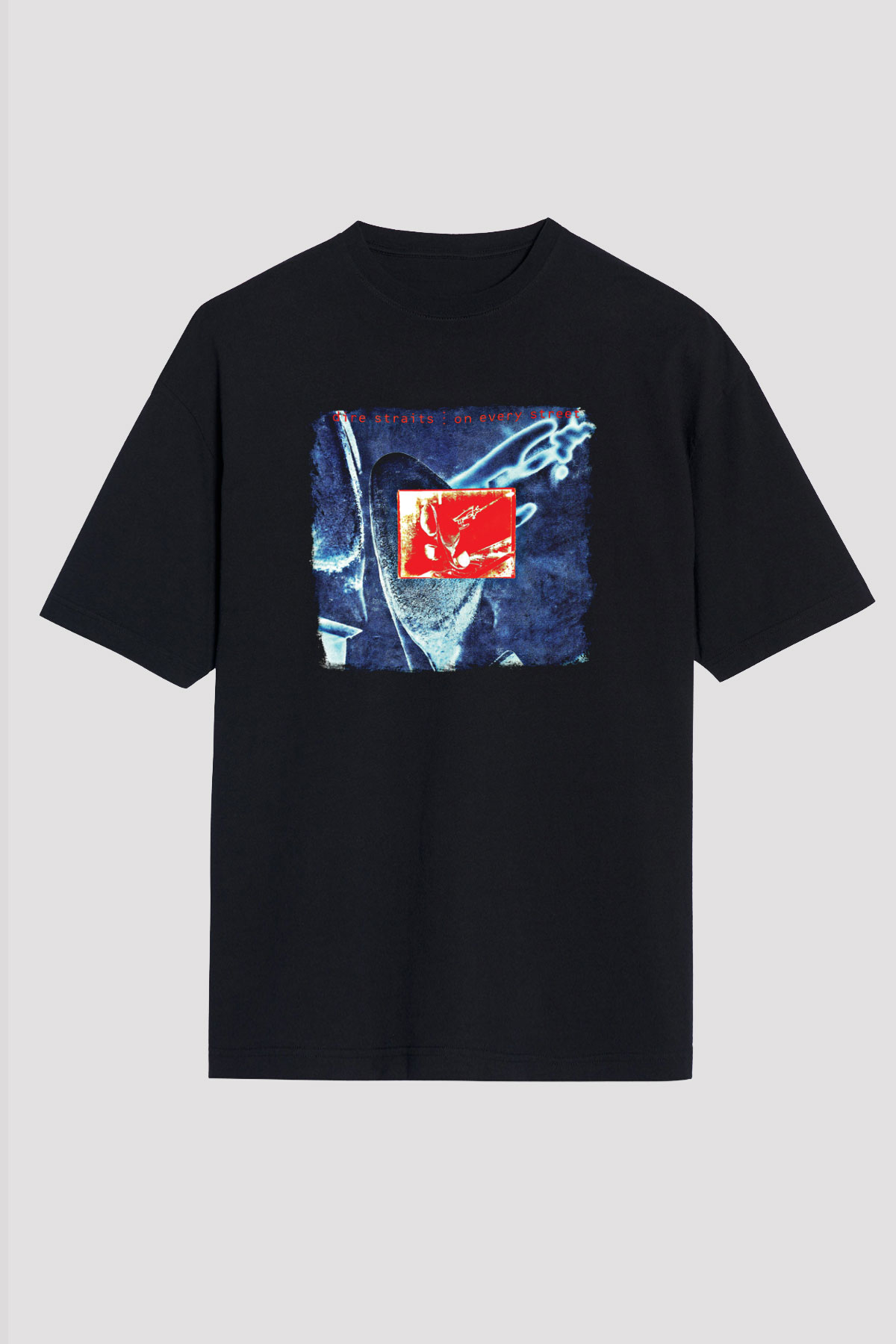 Dire Straits Baskılı Unisex Siyah Oversize Tişört