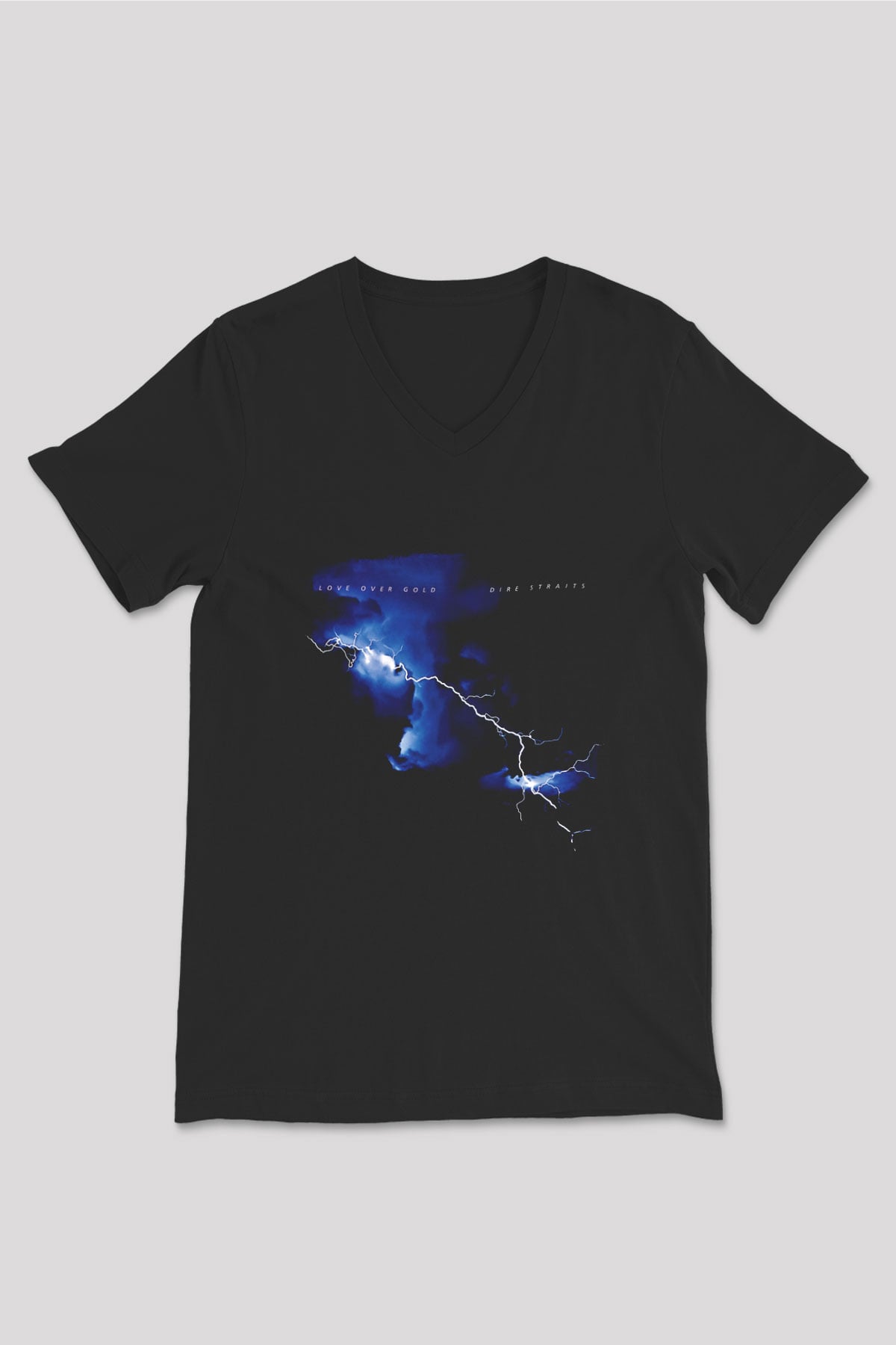 Dire Straits Baskılı Unisex Siyah V Yaka Tişört