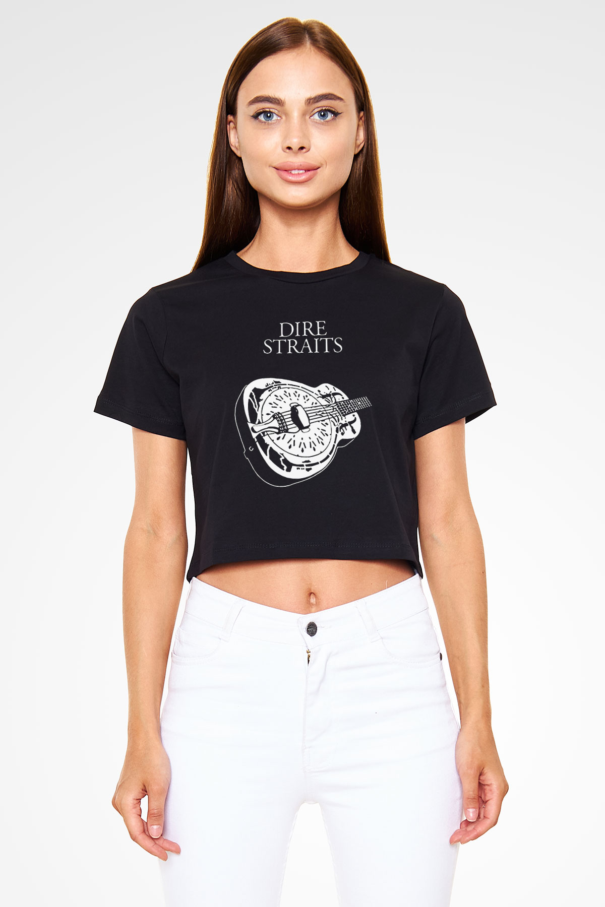 Dire Straits Siyah  Crop Top Tişört