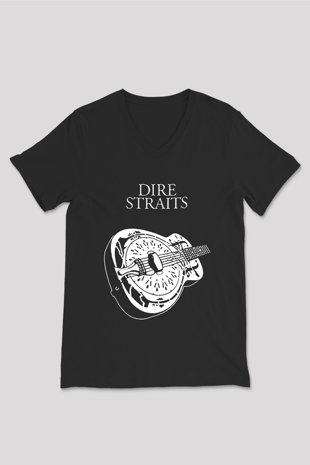 Dire Straits Siyah Unisex V Yaka Tişört