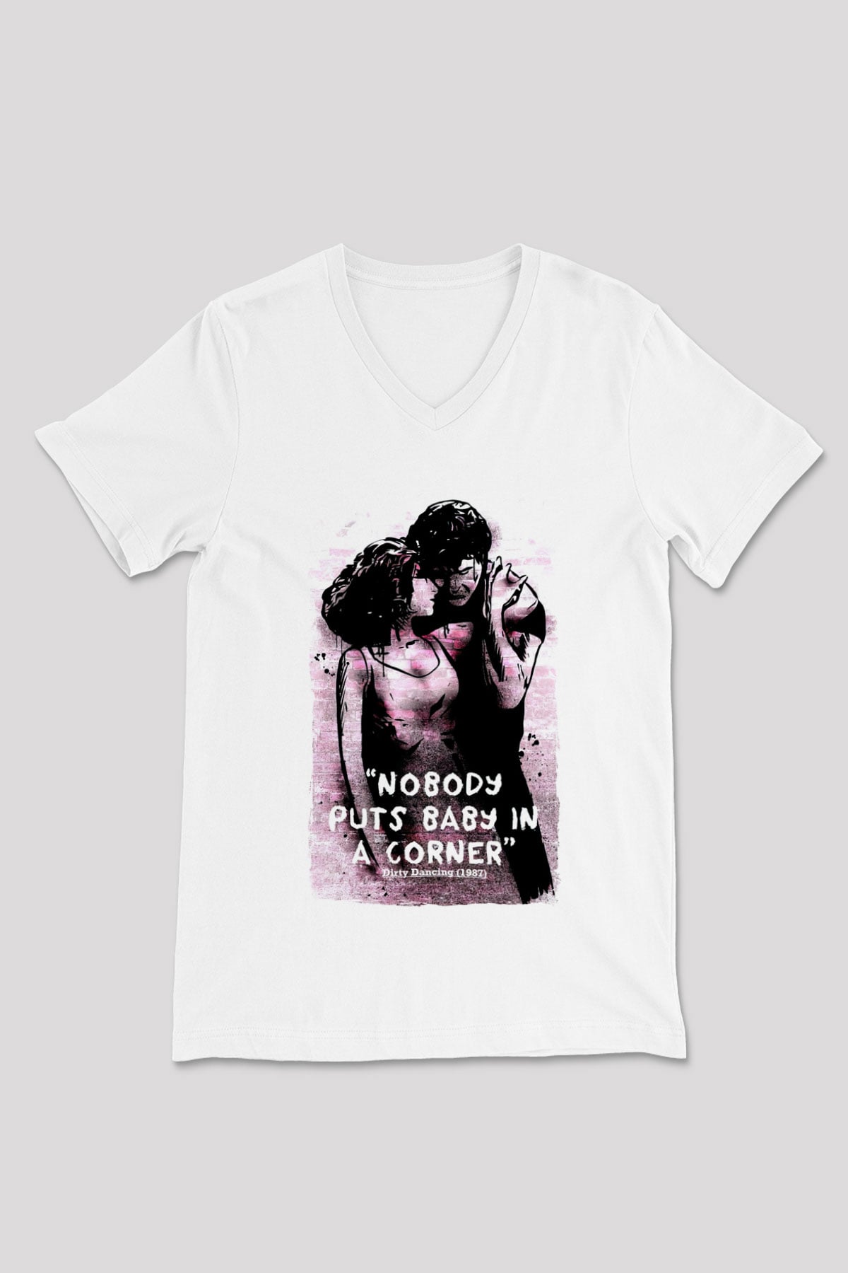 Dirty Dancing Beyaz Unisex  V Yaka Tişört