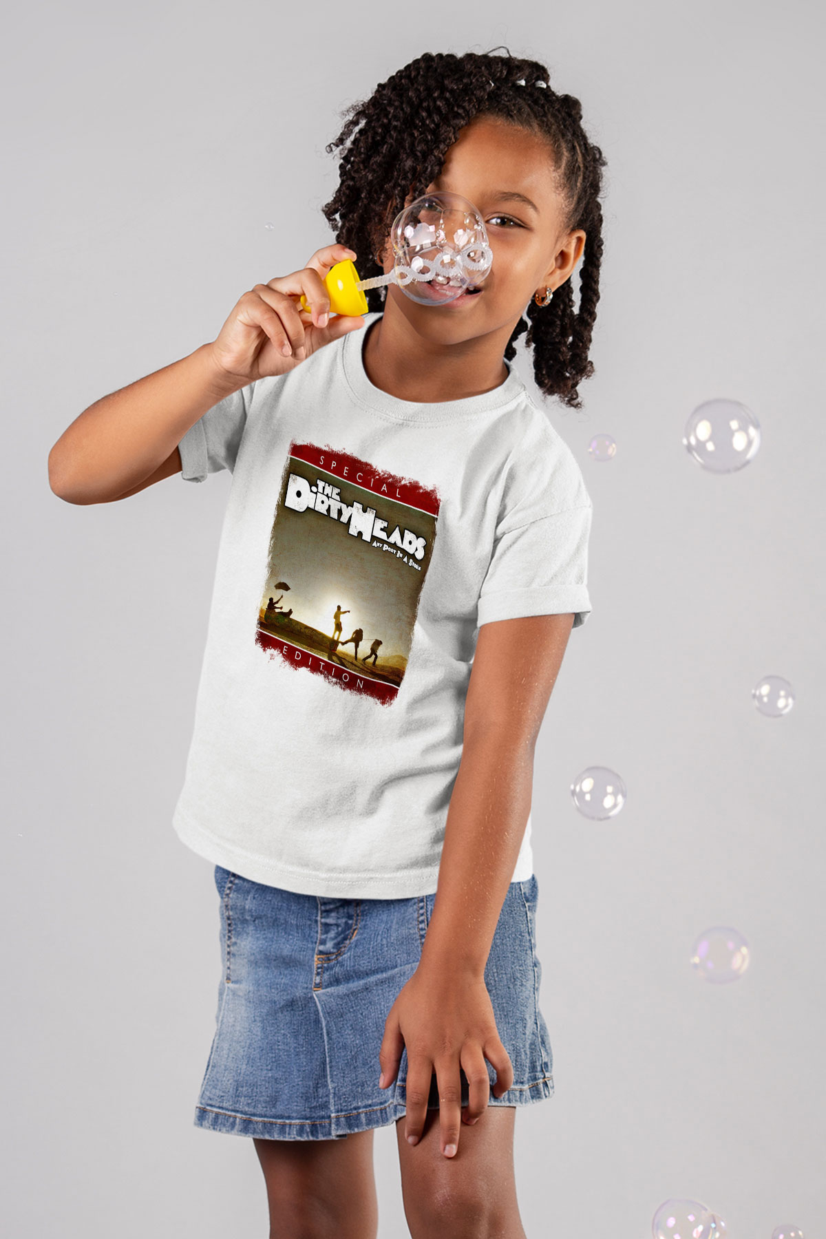 Dirty Heads Baskılı Unisex Beyaz Çocuk Tişört