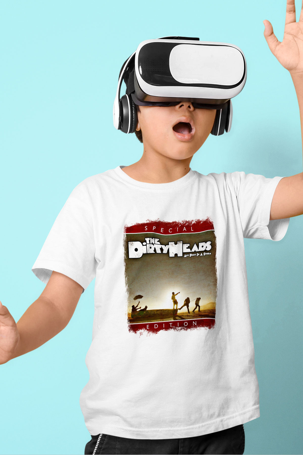 Dirty Heads Baskılı Unisex Beyaz Çocuk Tişört