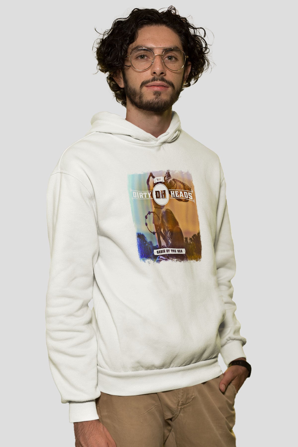 Dirty Heads Baskılı Unisex Beyaz Hoodie