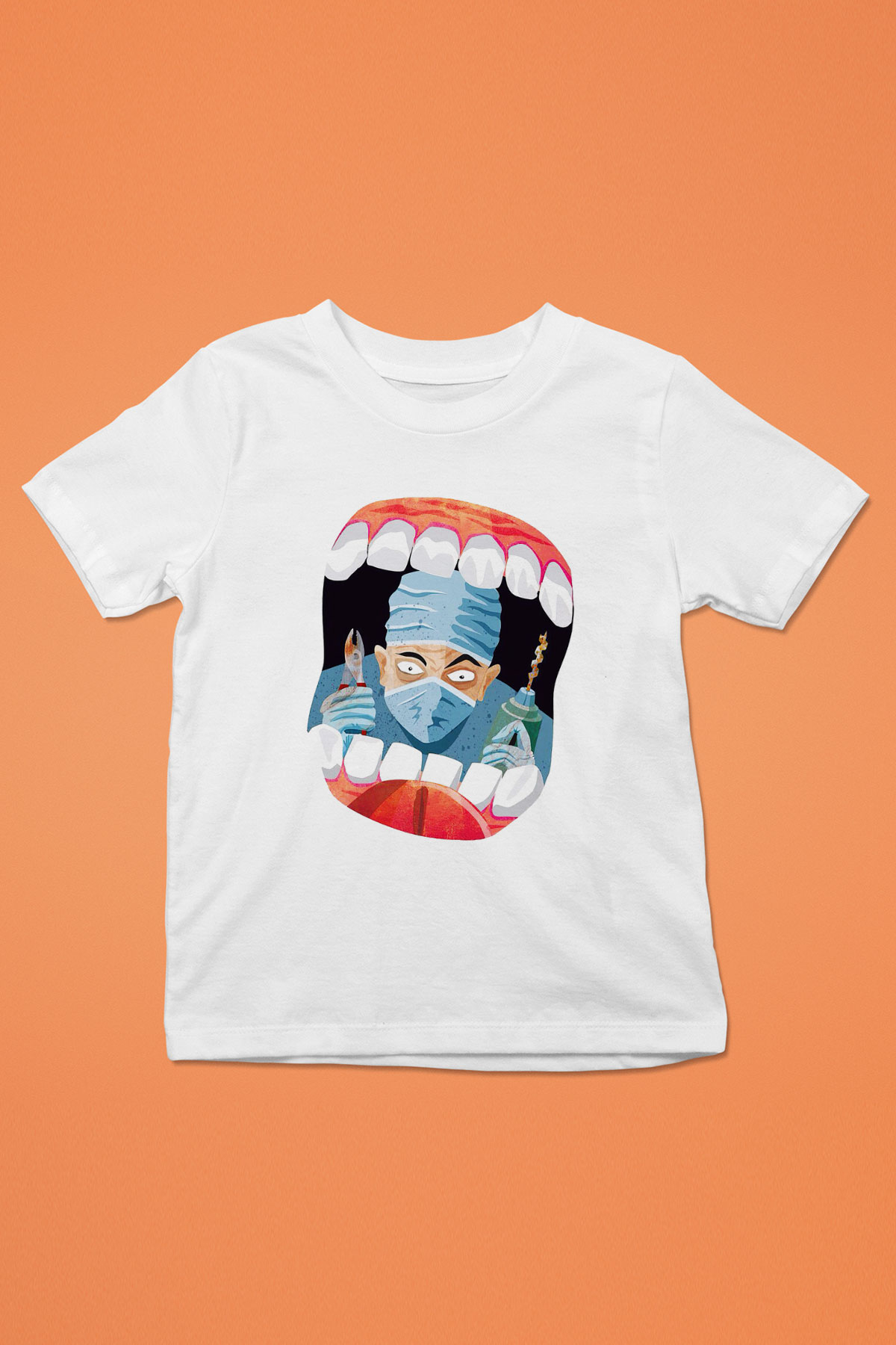 Diş hekimi Baskılı Beyaz Unisex Çocuk Tişört
