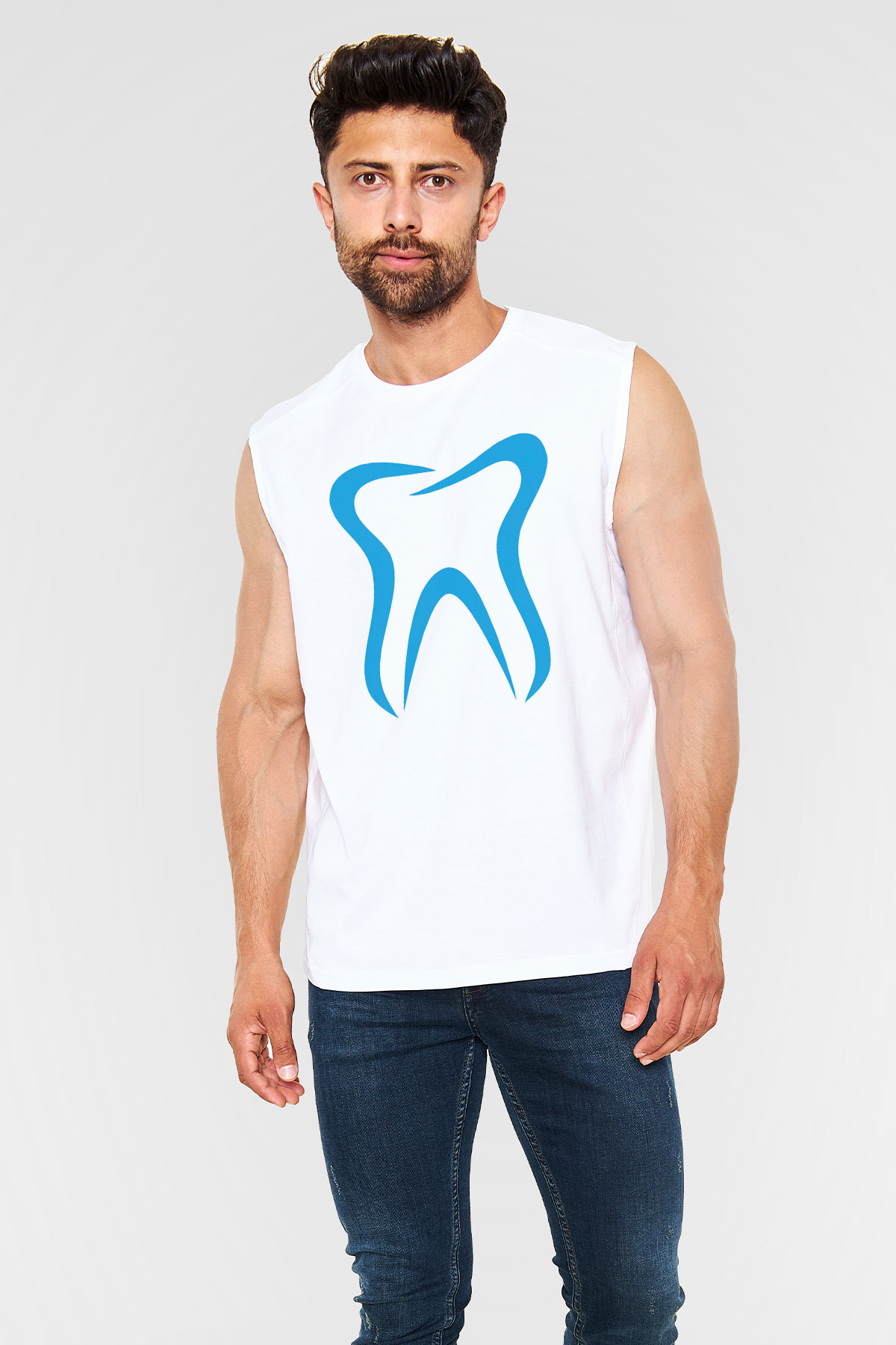 Diş hekimi Beyaz Unisex Kolsuz Tişört