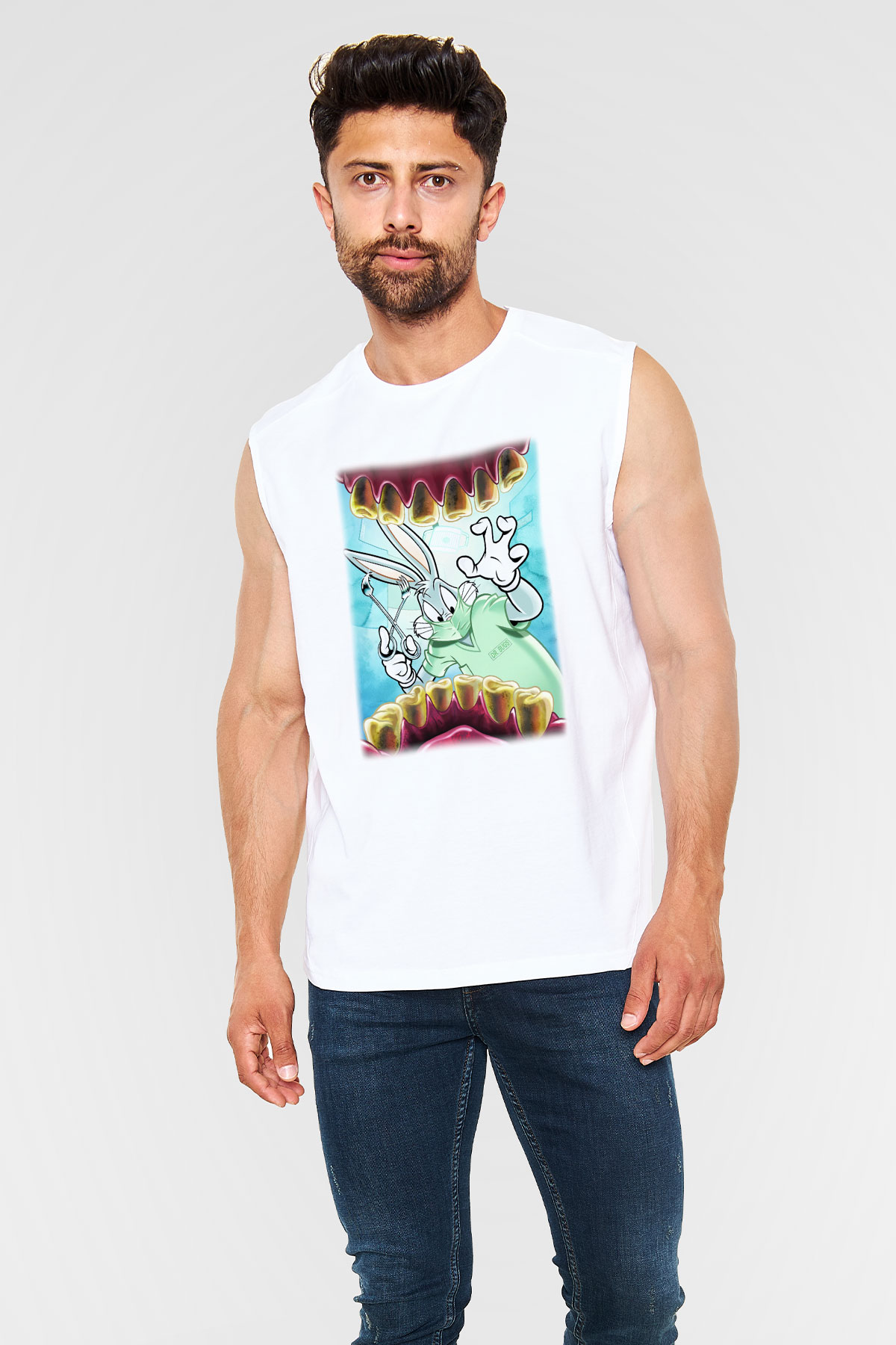 Diş hekimi Beyaz Unisex Kolsuz Tişört