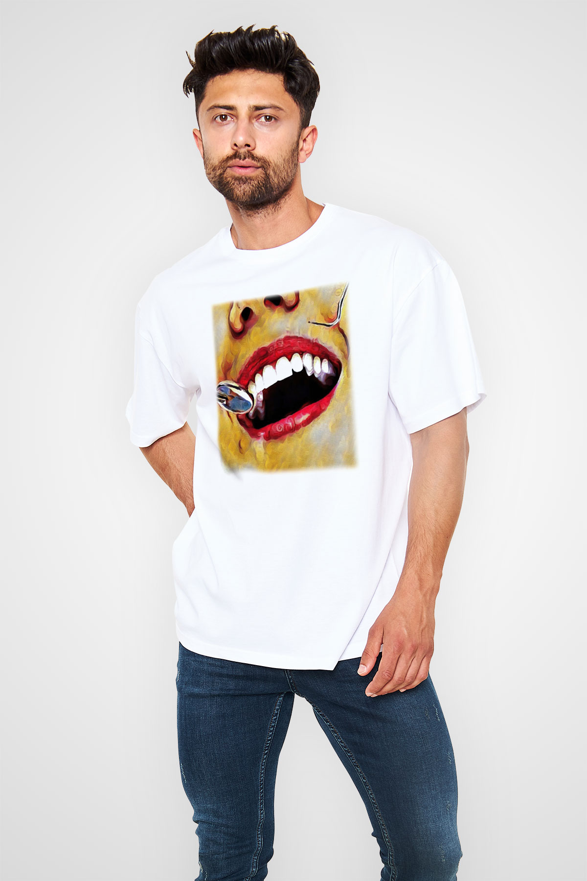 Diş hekimi Beyaz Unisex Oversize Tişört T-Shirt