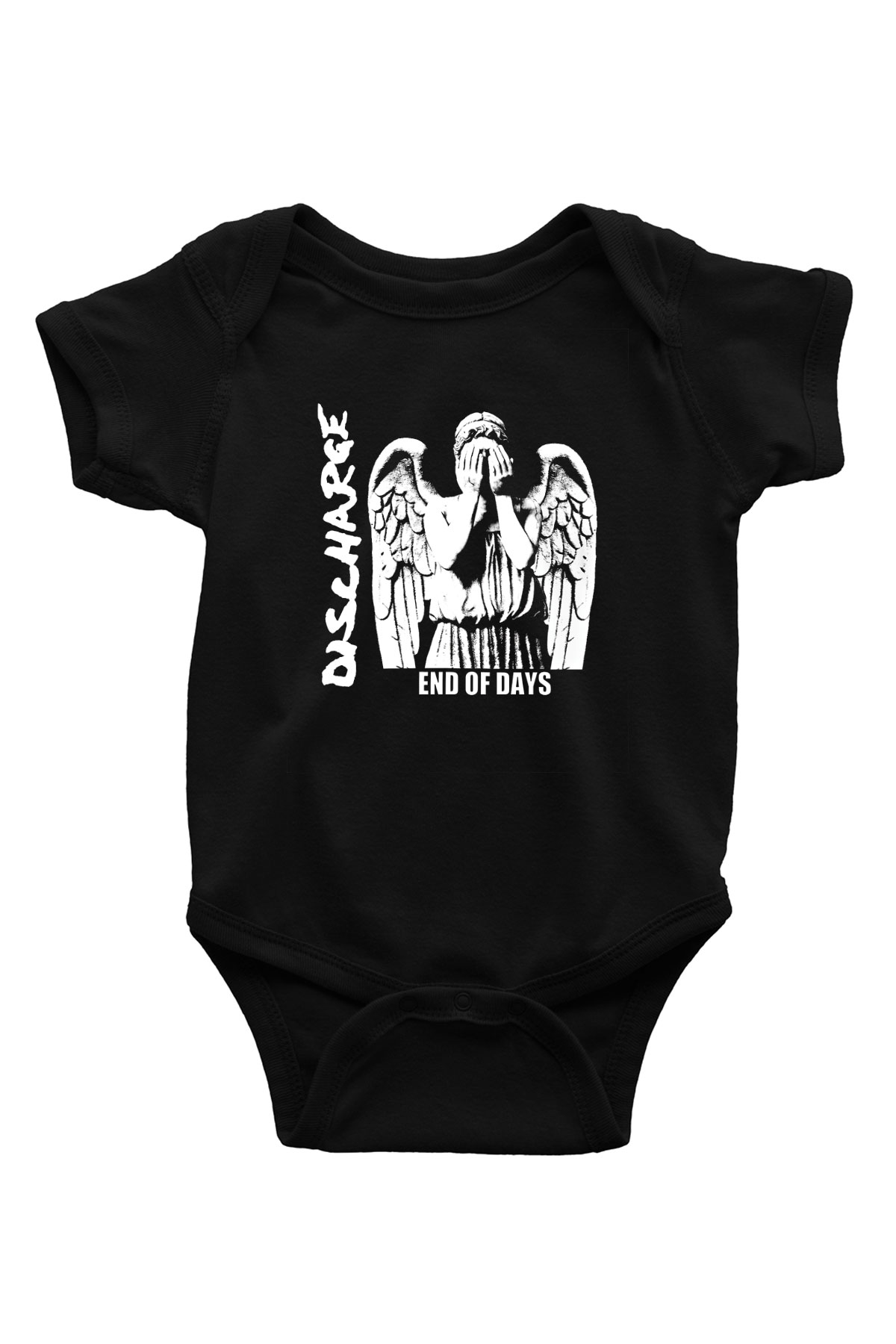 Discharge Baskılı Unisex Siyah Bebek Body - Zıbın