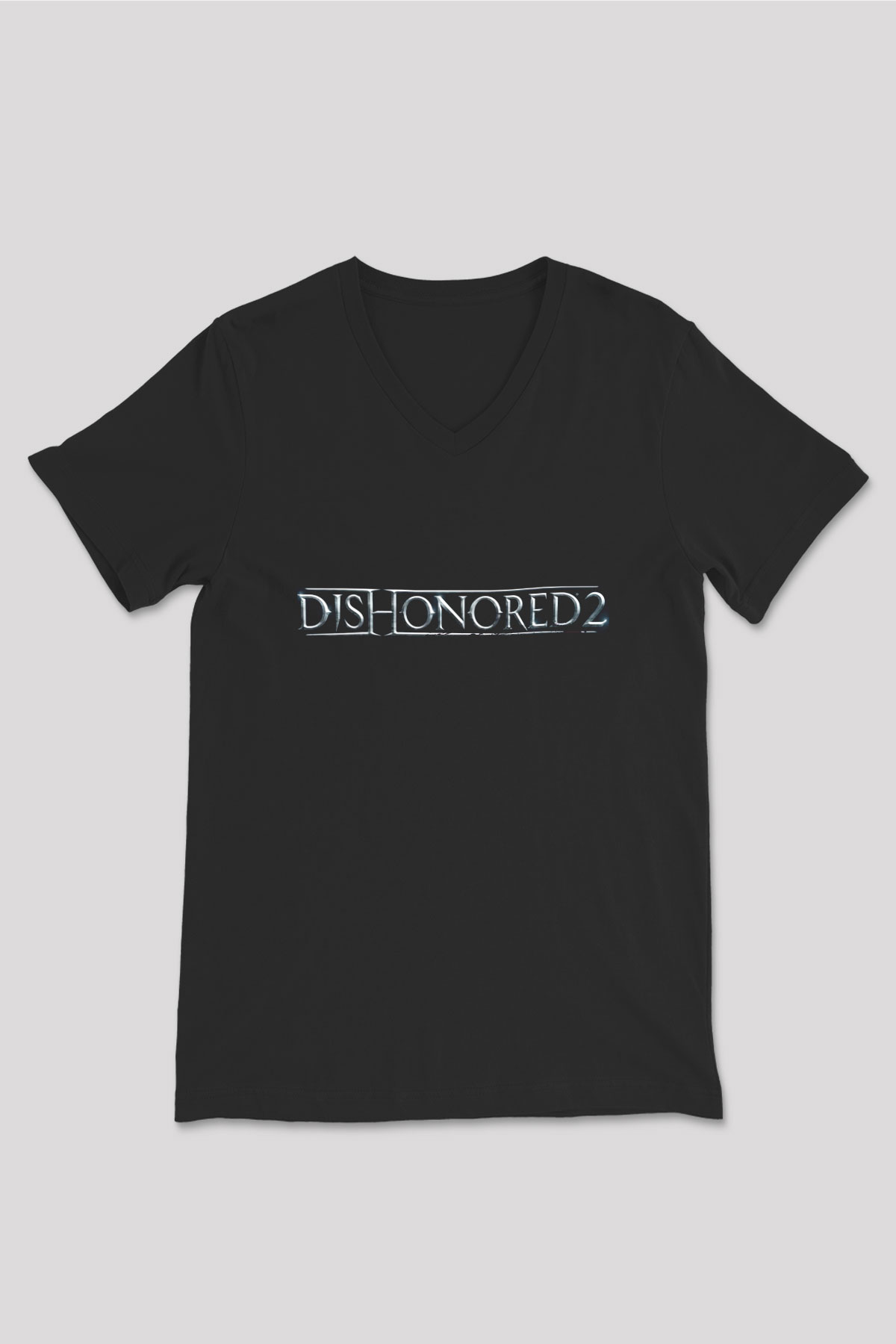 Dishonored 2 Siyah Unisex V Yaka Tişört T-Shirt