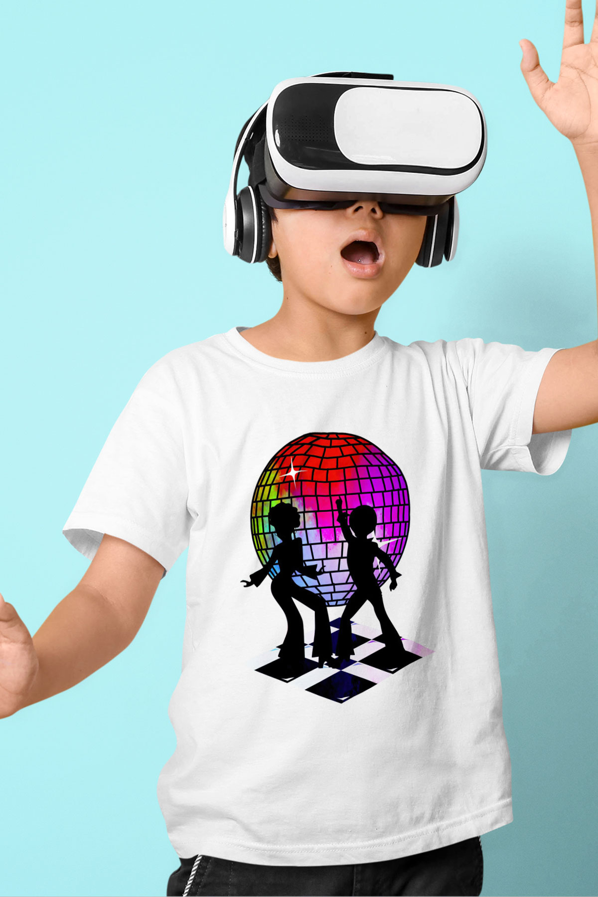 Disko Beyaz Unisex Çocuk Tişört