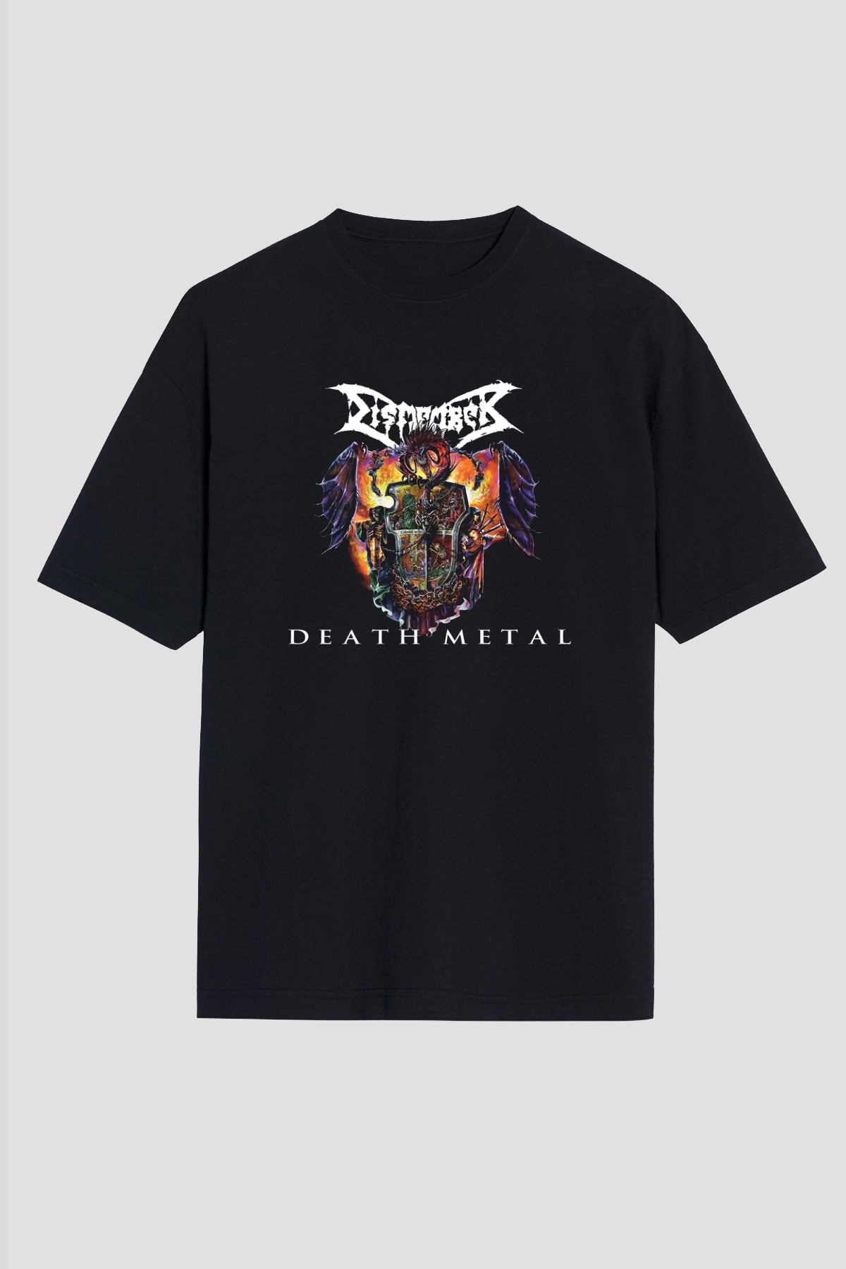 Dismember Baskılı Unisex Siyah Oversize Tişört