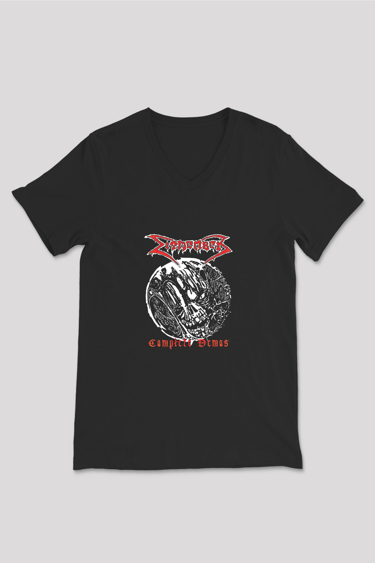 Dismember Baskılı Unisex Siyah V Yaka Tişört