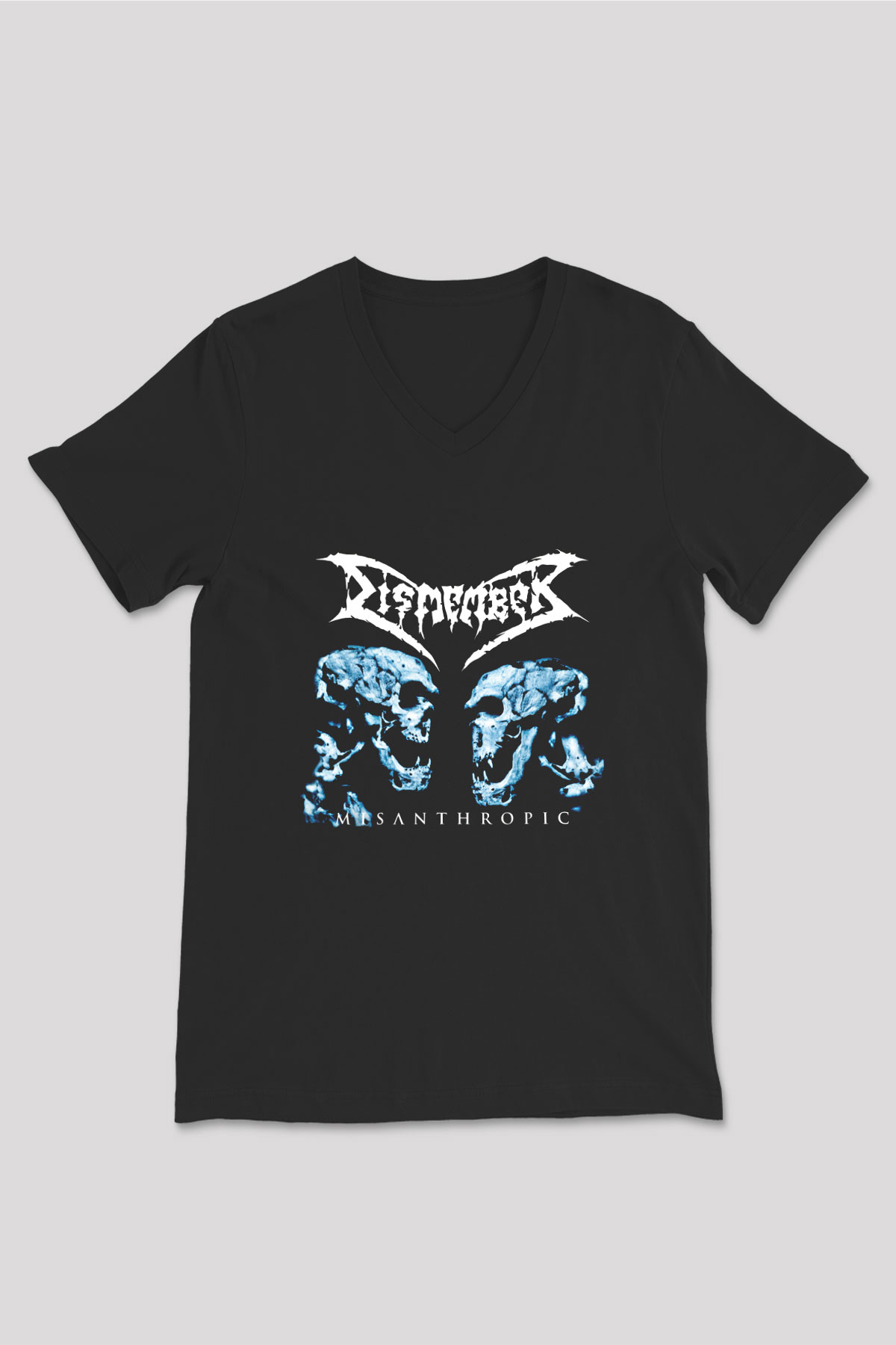 Dismember Baskılı Unisex Siyah V Yaka Tişört