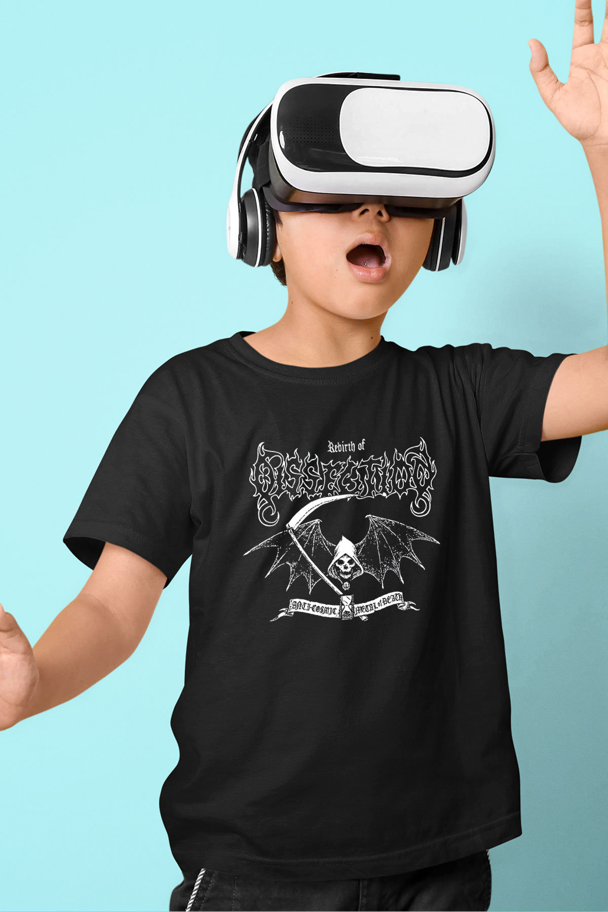 Dissection Baskılı Unisex Siyah Çocuk Tişört - Tshirt