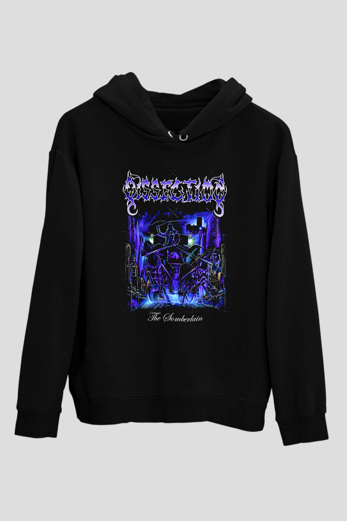 Dissection Baskılı Unisex Siyah Kapüşonlu Sweatshirt