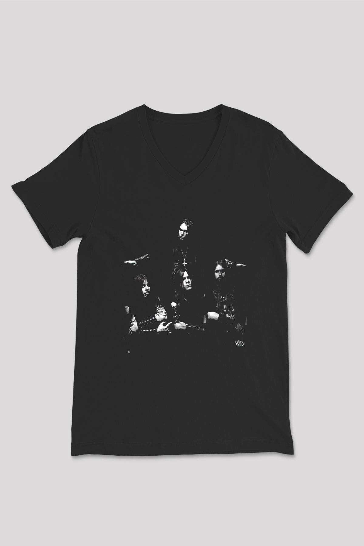 Dissection Baskılı Unisex Siyah V Yaka Tişört - Tshirt