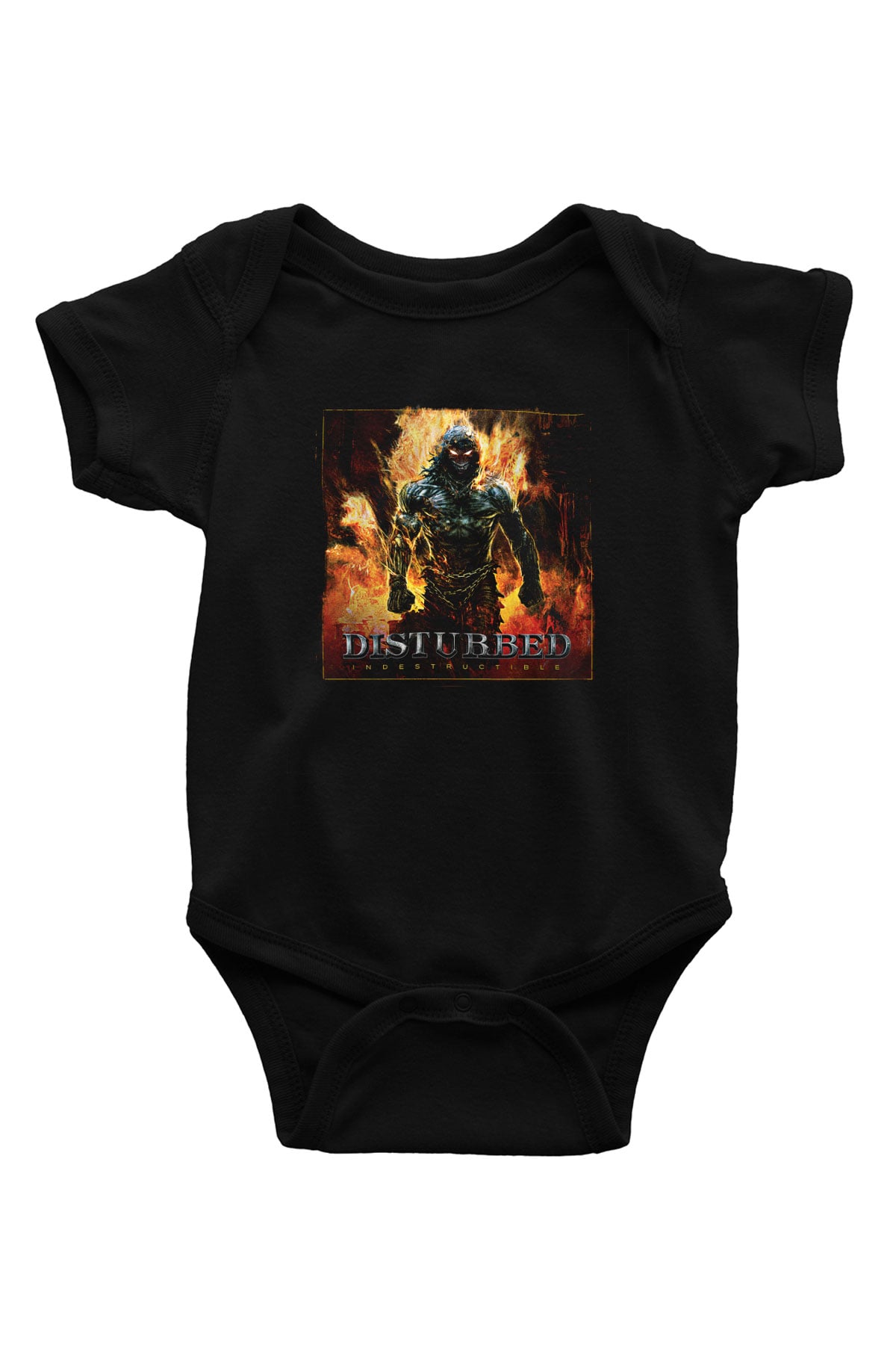 Disturbed Baskılı Unisex Siyah Bebek Body - Zıbın