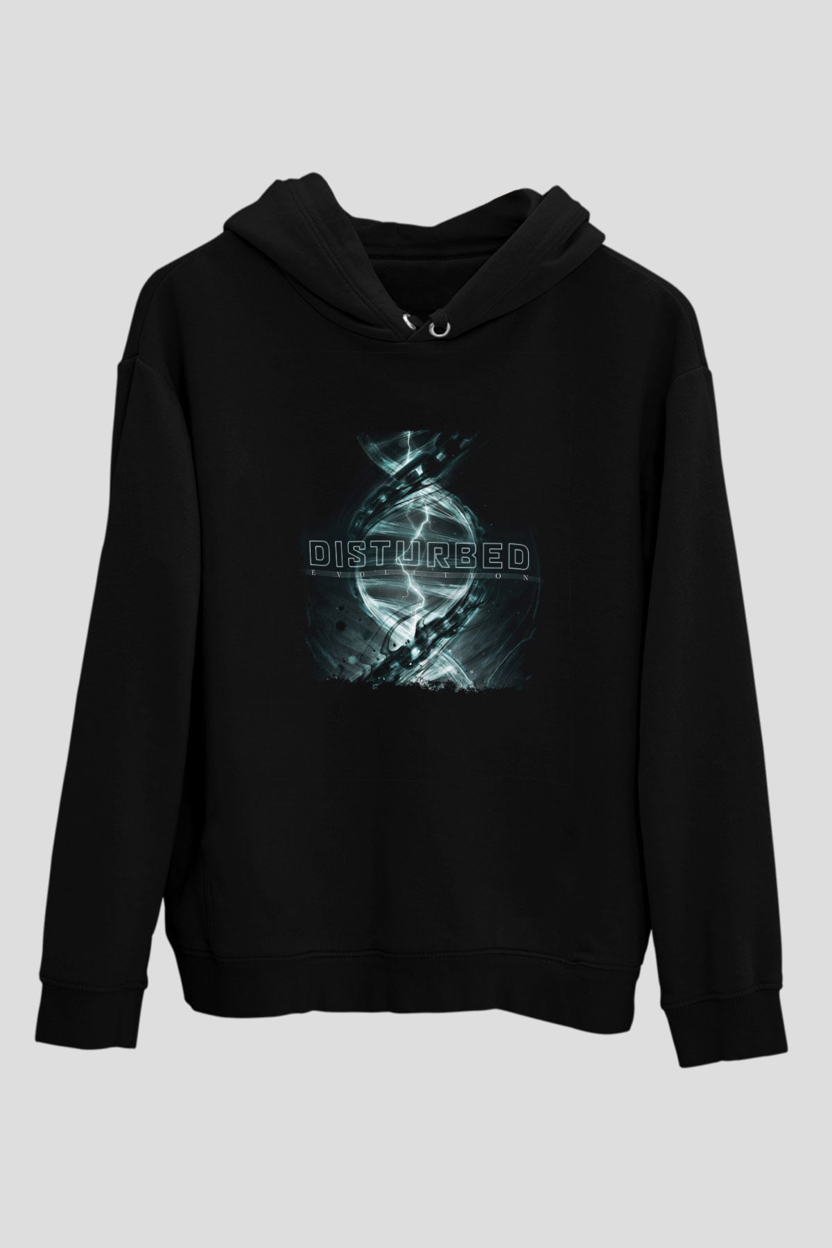 Disturbed Baskılı Unisex Siyah Hoodie