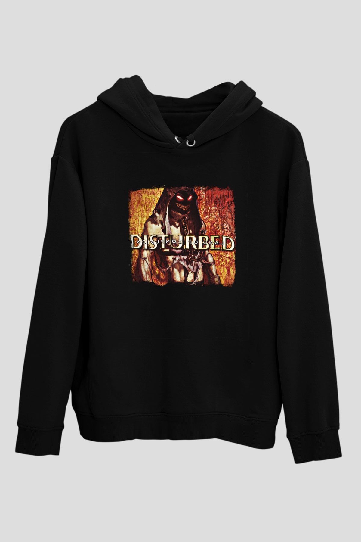 Disturbed Baskılı Unisex Siyah Hoodie