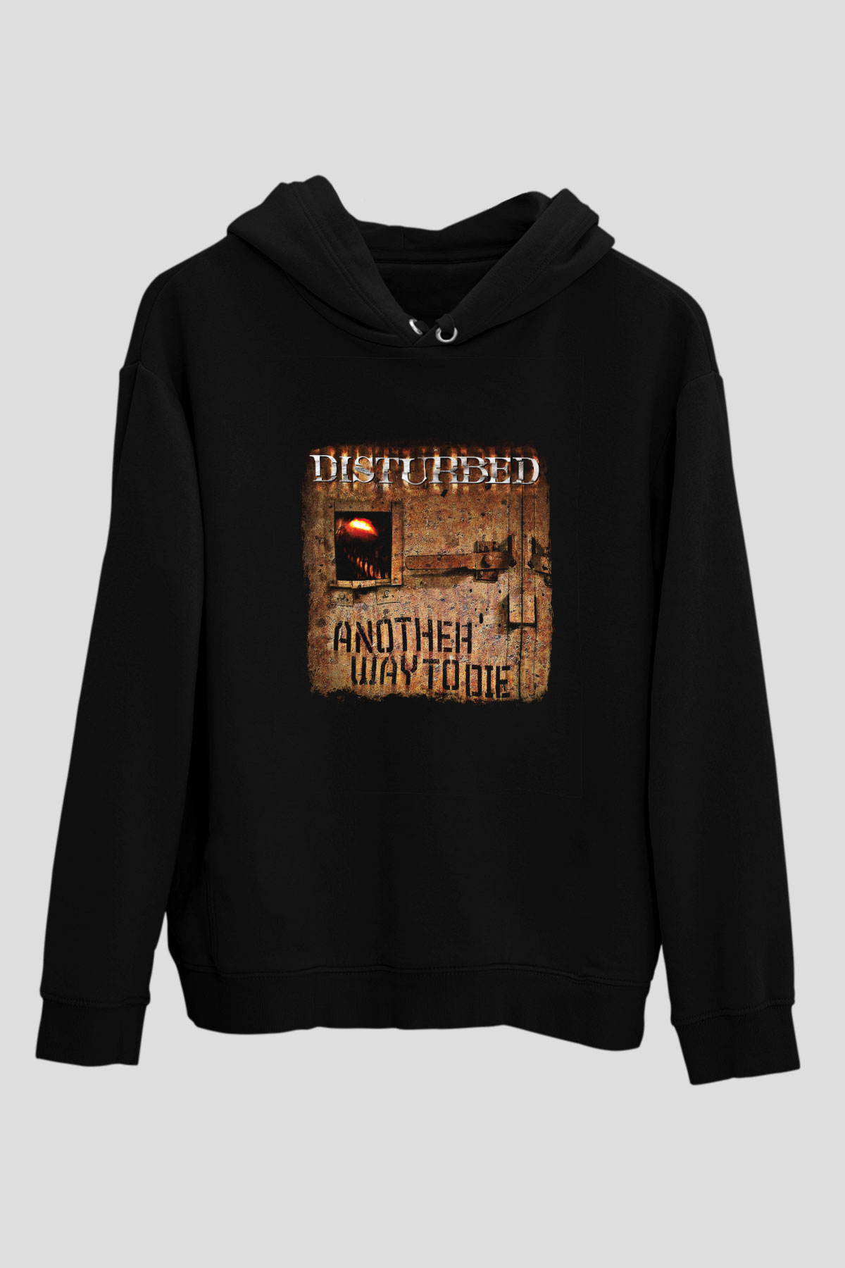 Disturbed Baskılı Unisex Siyah Hoodie