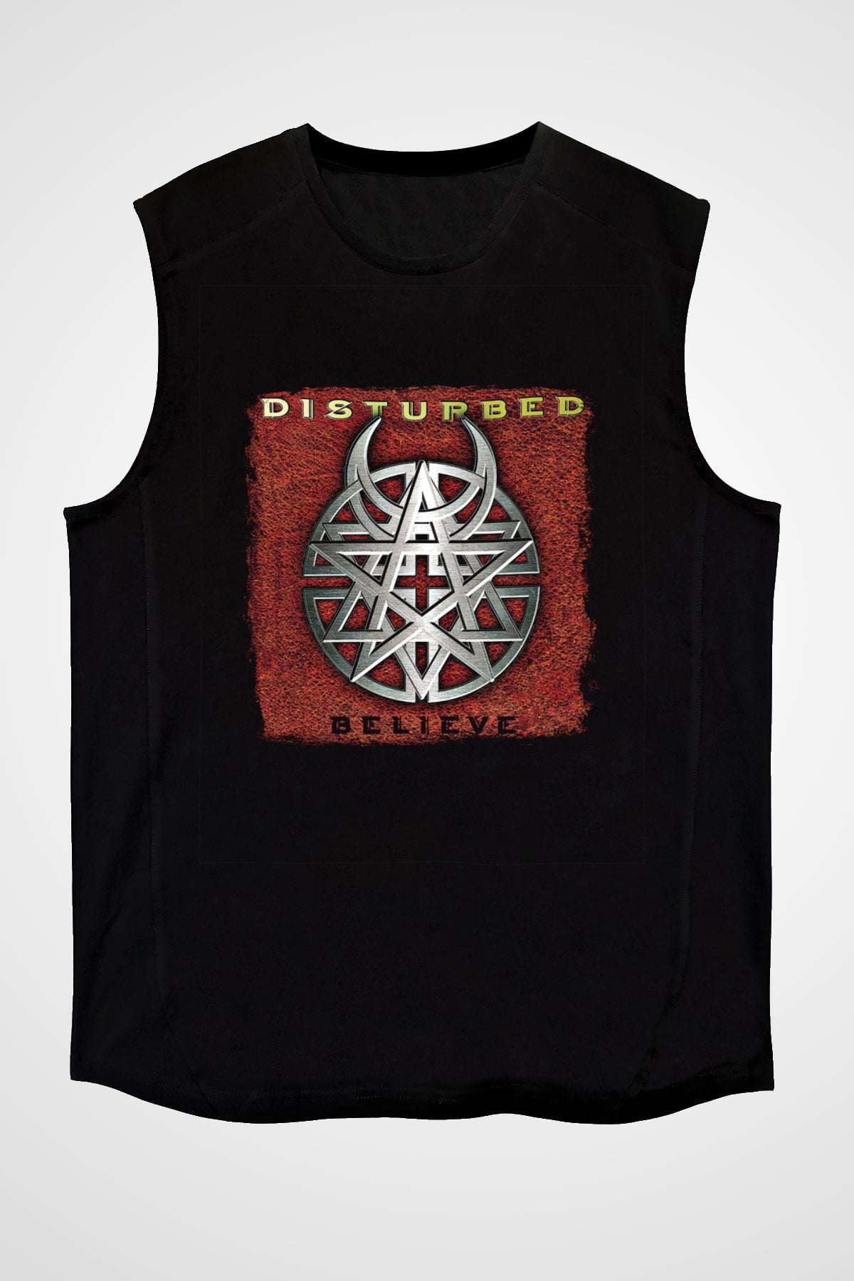 Disturbed Baskılı Unisex Siyah Kolsuz Tişört