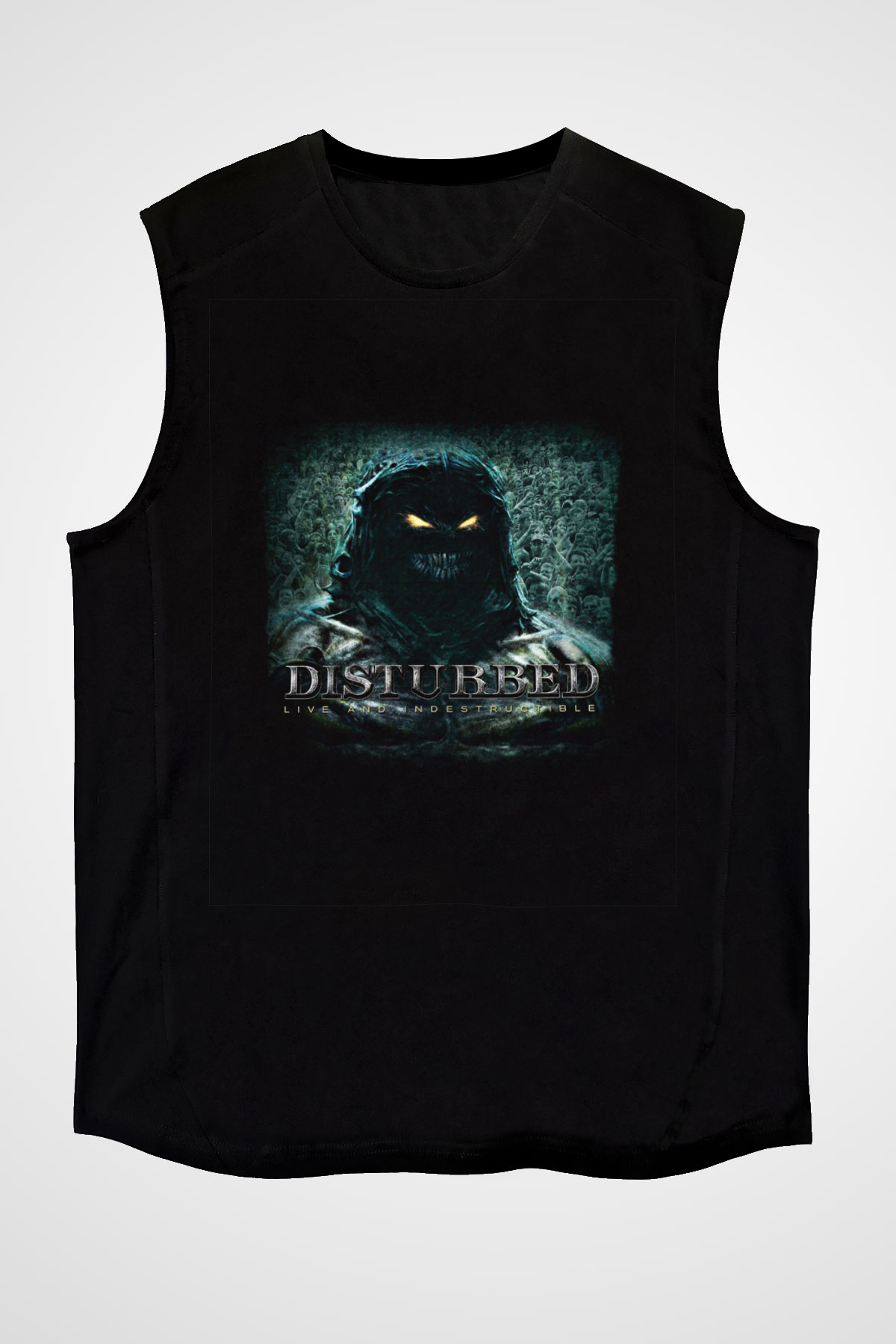 Disturbed Baskılı Unisex Siyah Kolsuz Tişört