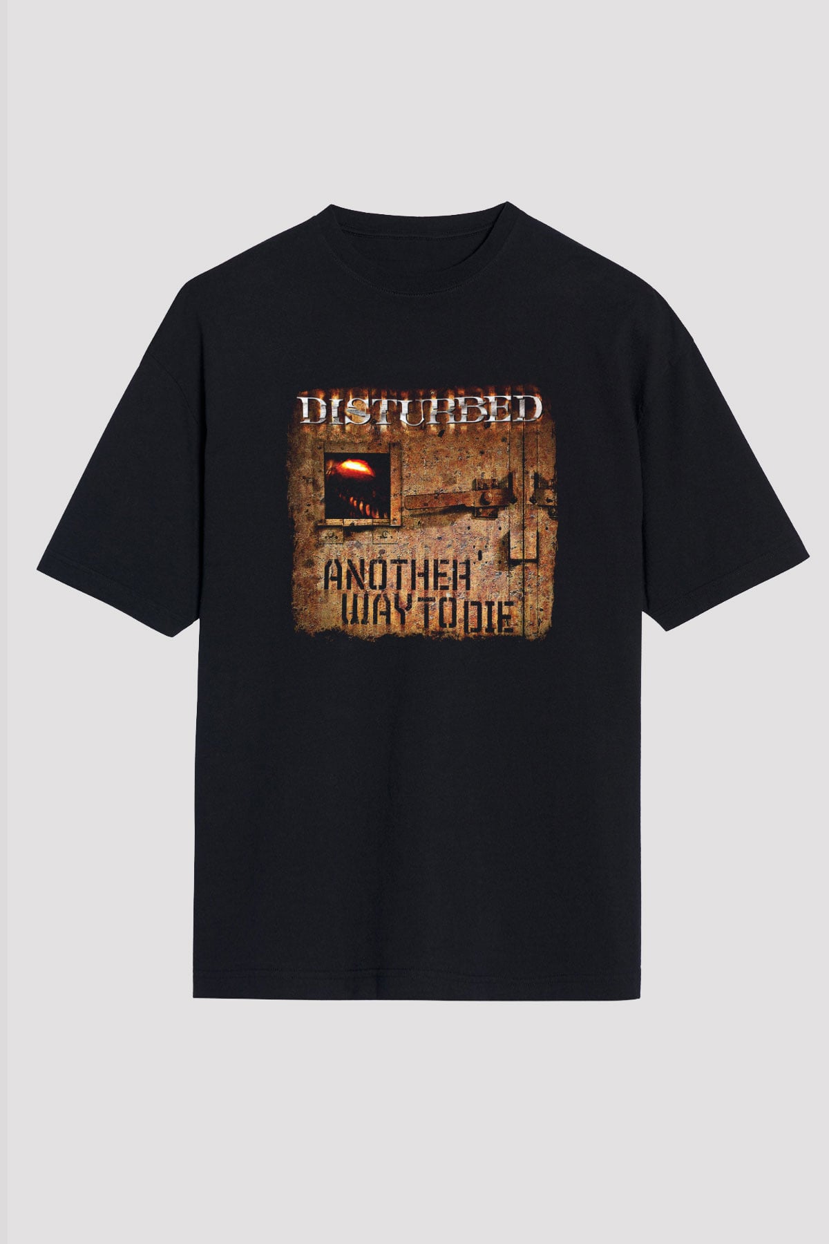 Disturbed Baskılı Unisex Siyah Oversize Tişört