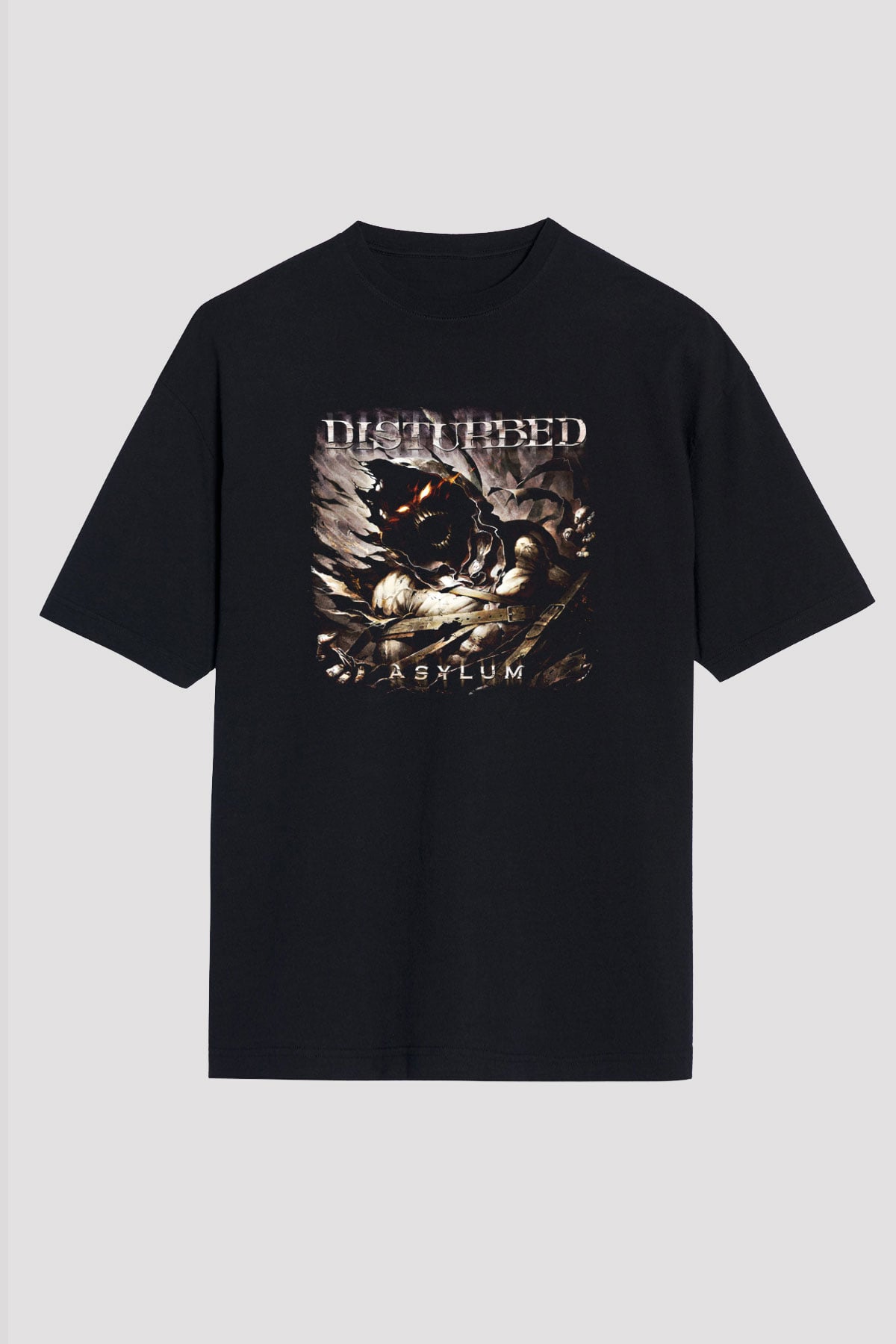 Disturbed Baskılı Unisex Siyah Oversize Tişört