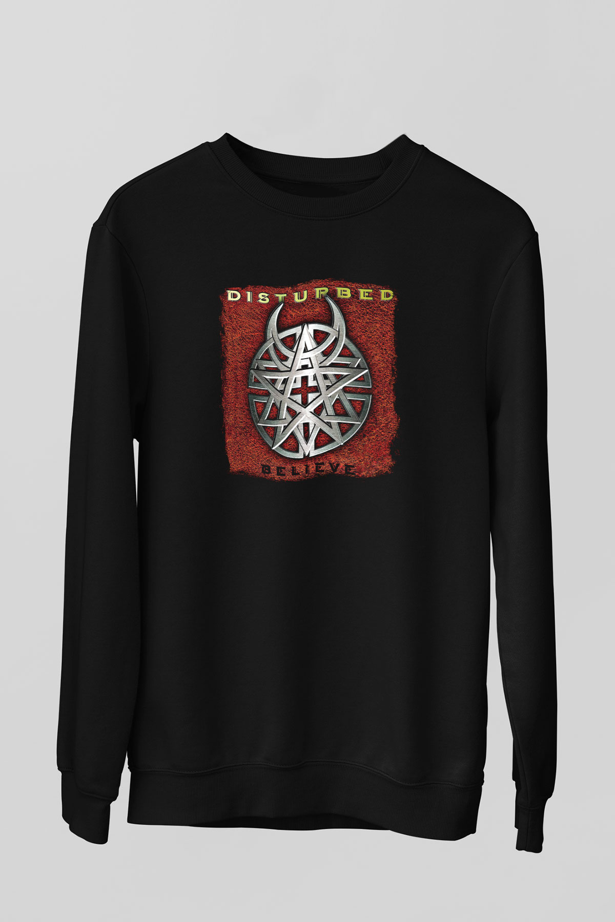 Disturbed Baskılı Unisex Siyah Sweatshirt