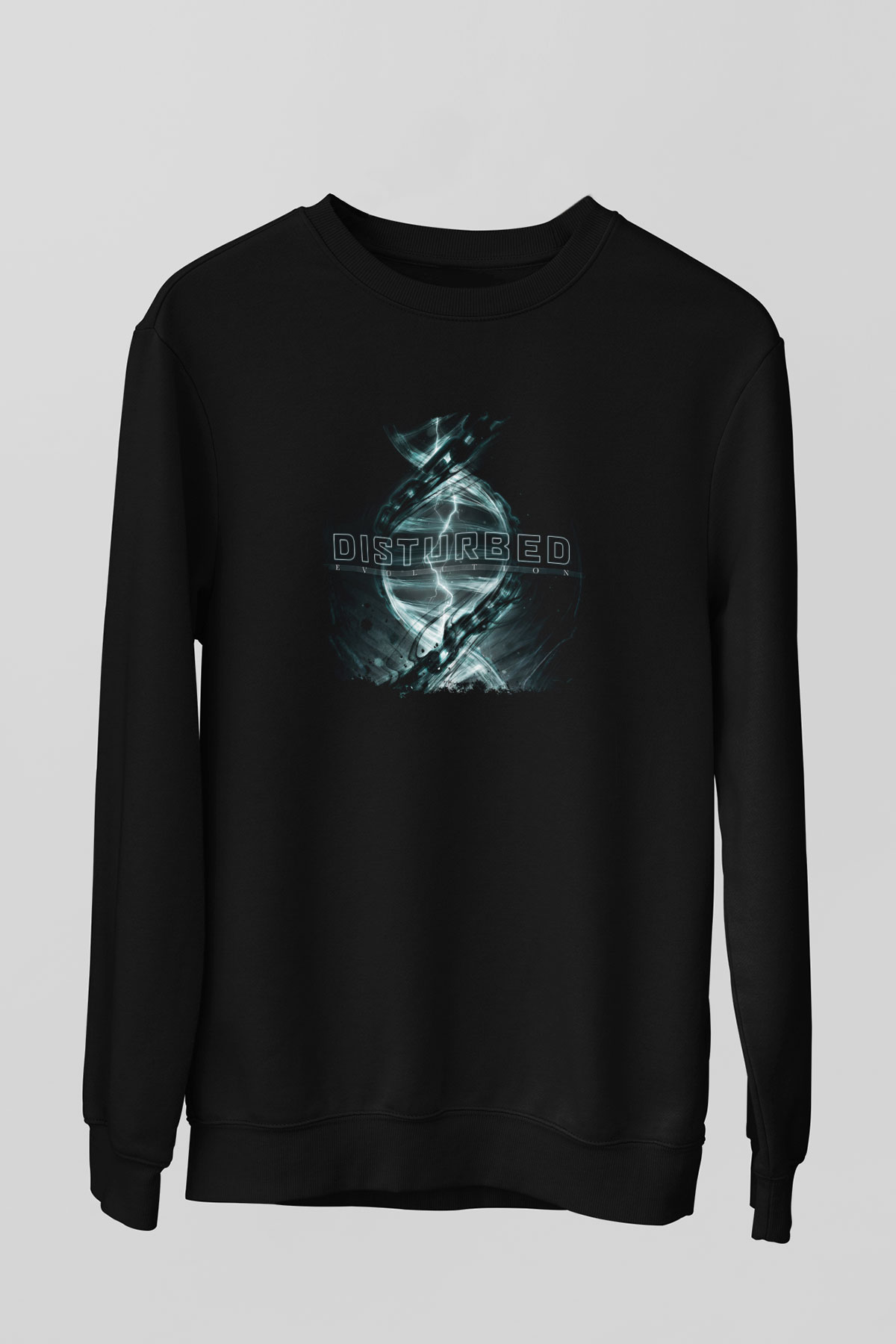 Disturbed Baskılı Unisex Siyah Sweatshirt