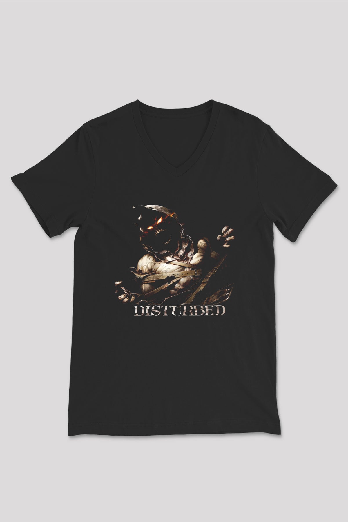 Disturbed Siyah Unisex V Yaka Tişört T-Shirt