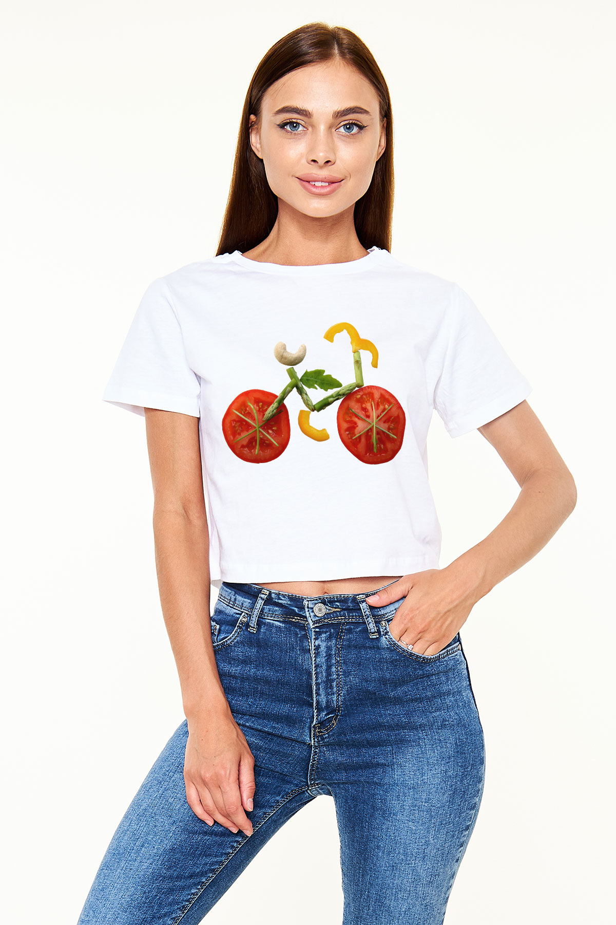 Diyetisyen Beyaz Croptop Tişört