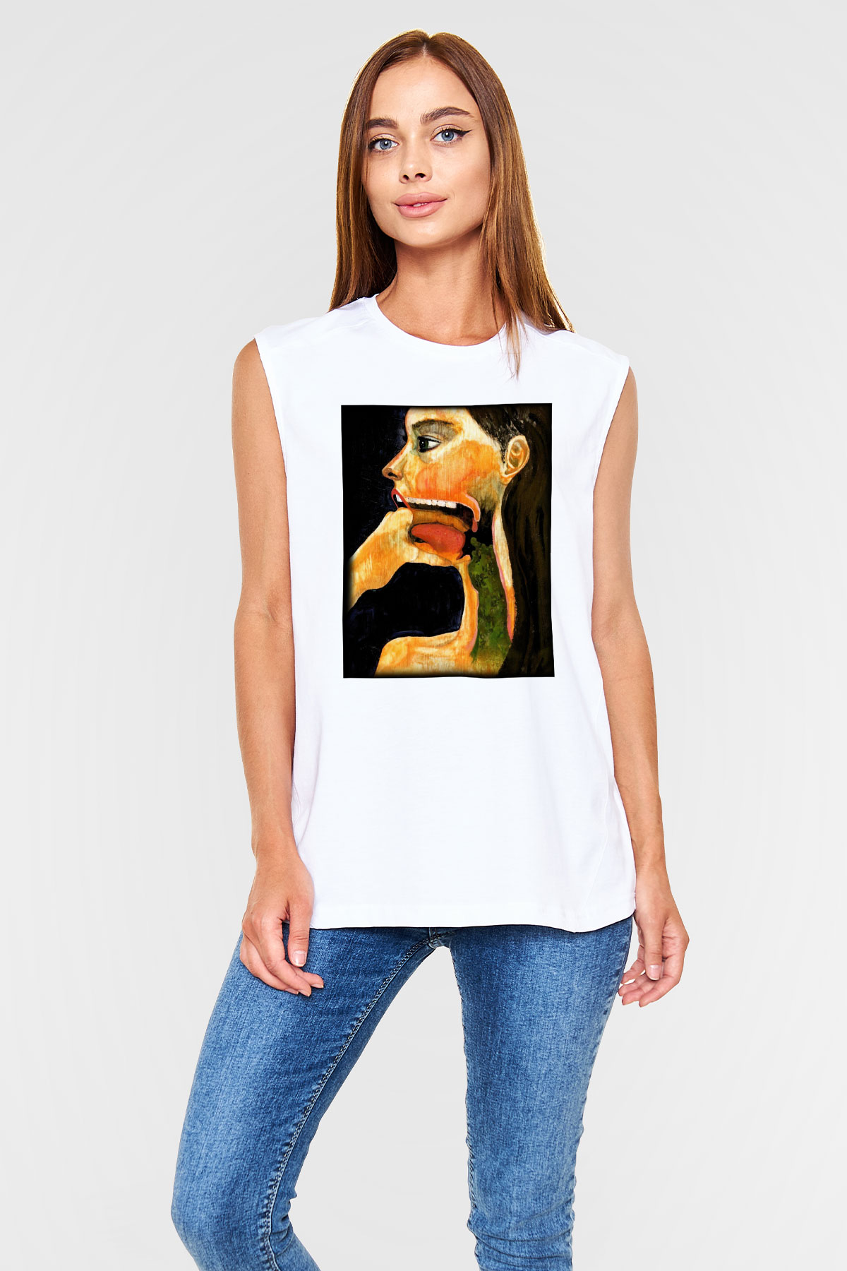 Diyetisyen Beyaz Unisex Kolsuz Tişört