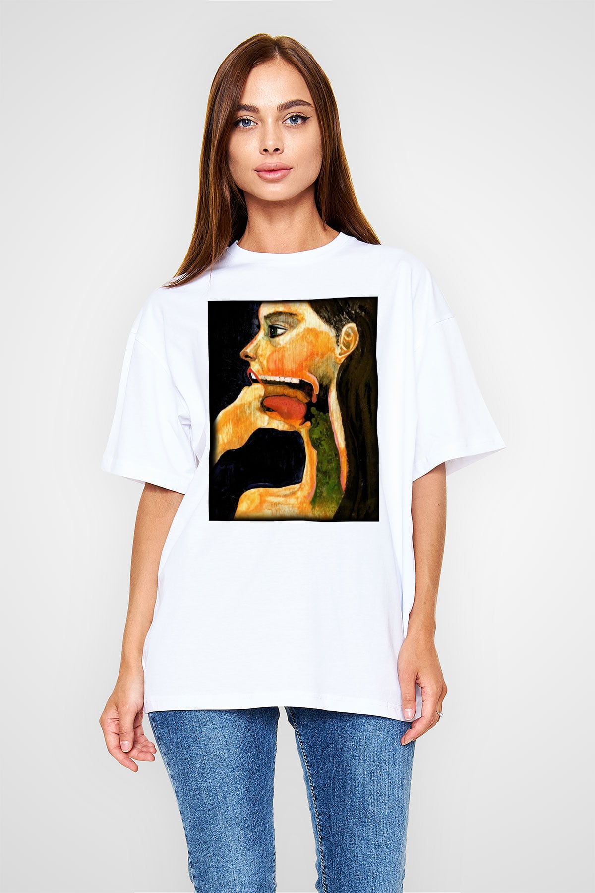 Diyetisyen Beyaz Unisex Oversize Tişört T-Shirt