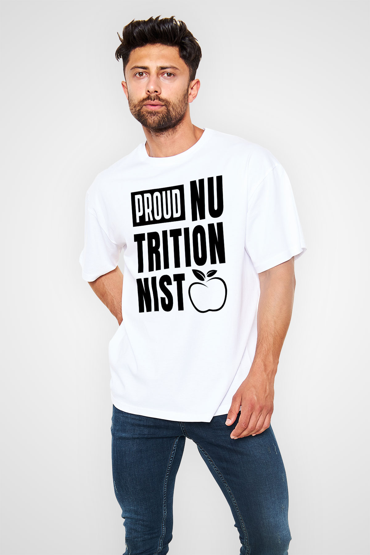 Diyetisyen Beyaz Oversize Tişört Oversize T-shirt - TişörtFabrikası